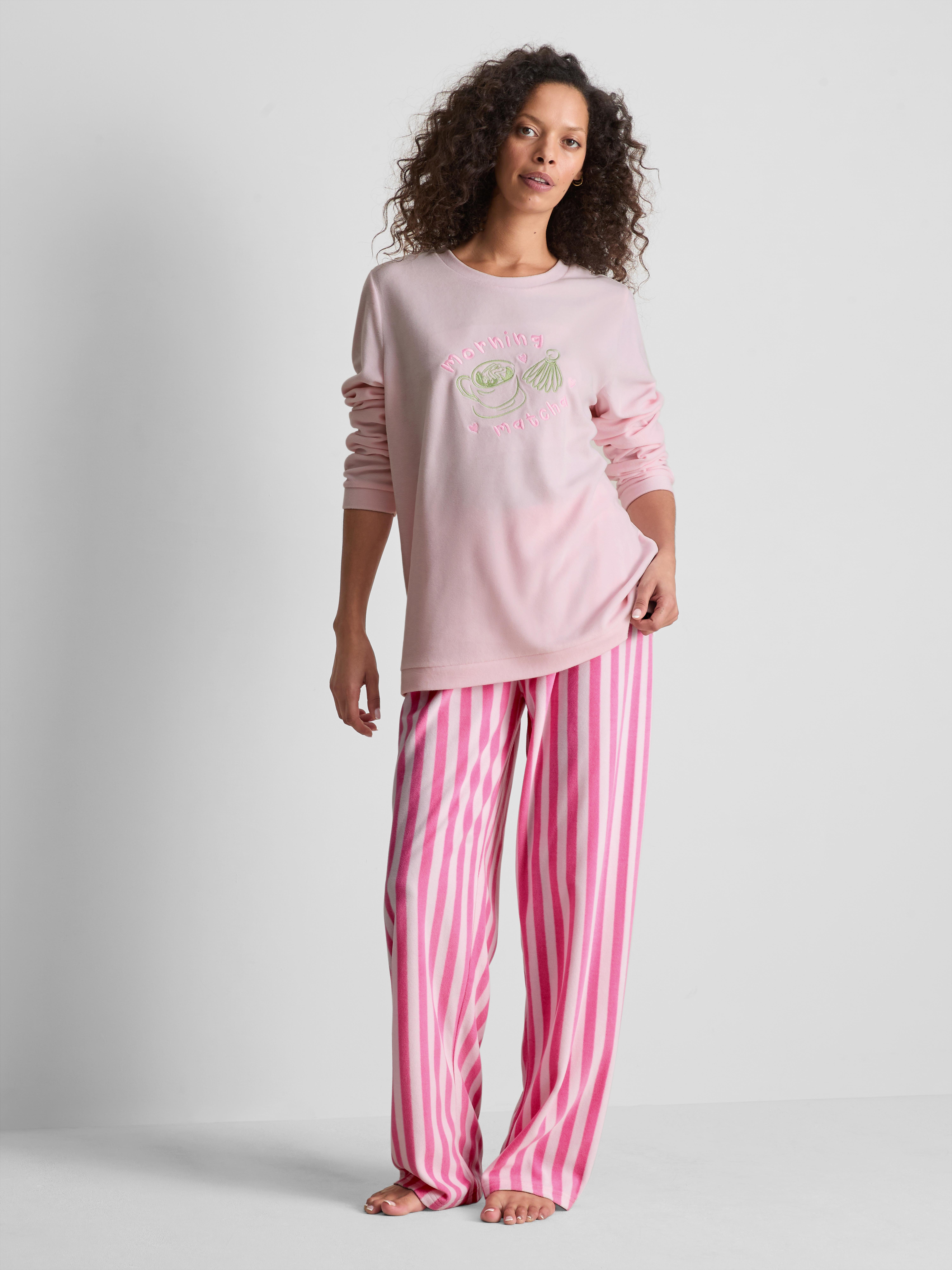 Micro Fleece Embroidered Sweatshirt Pyjamas