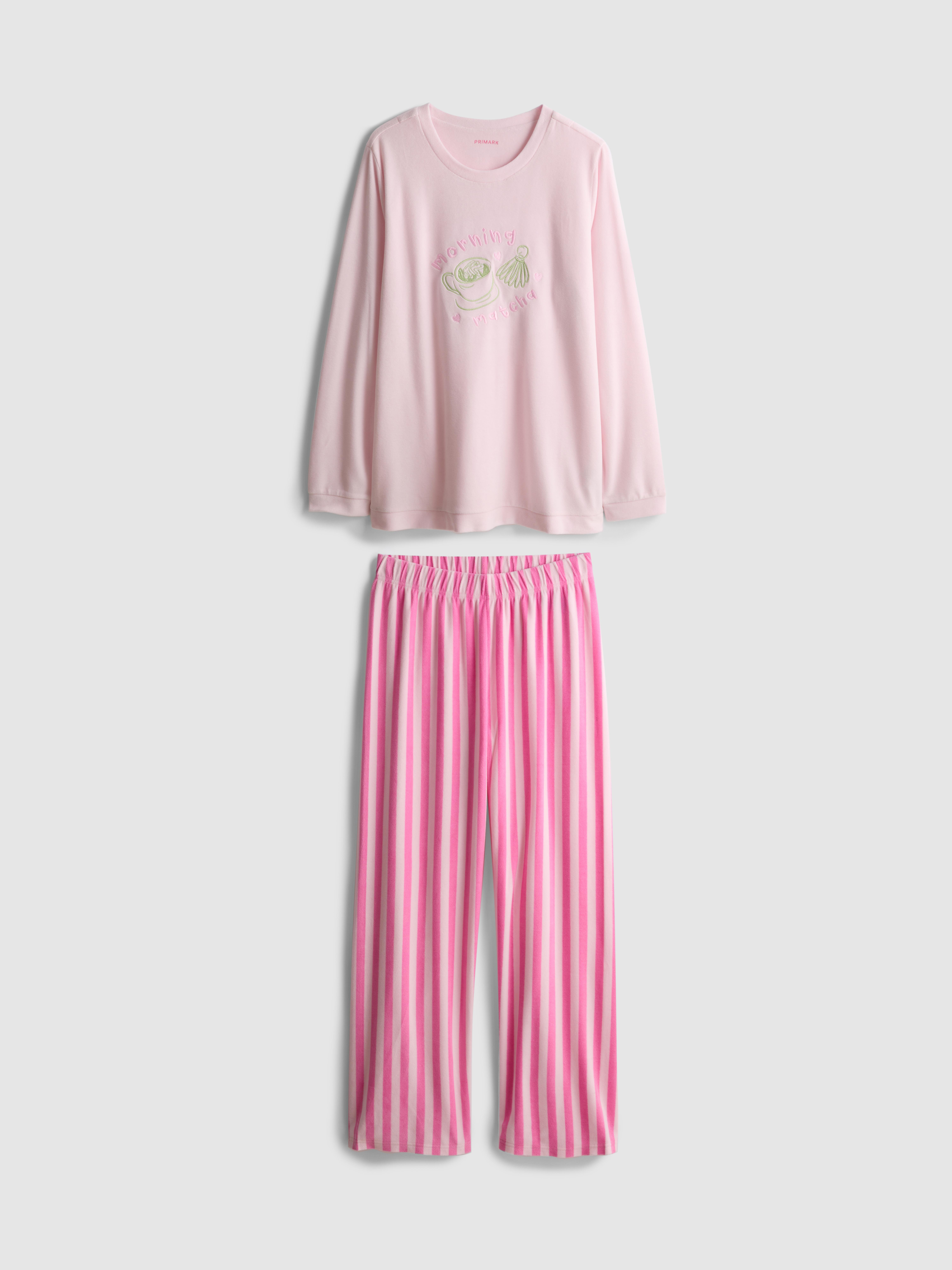 Micro Fleece Embroidered Sweatshirt Pajamas