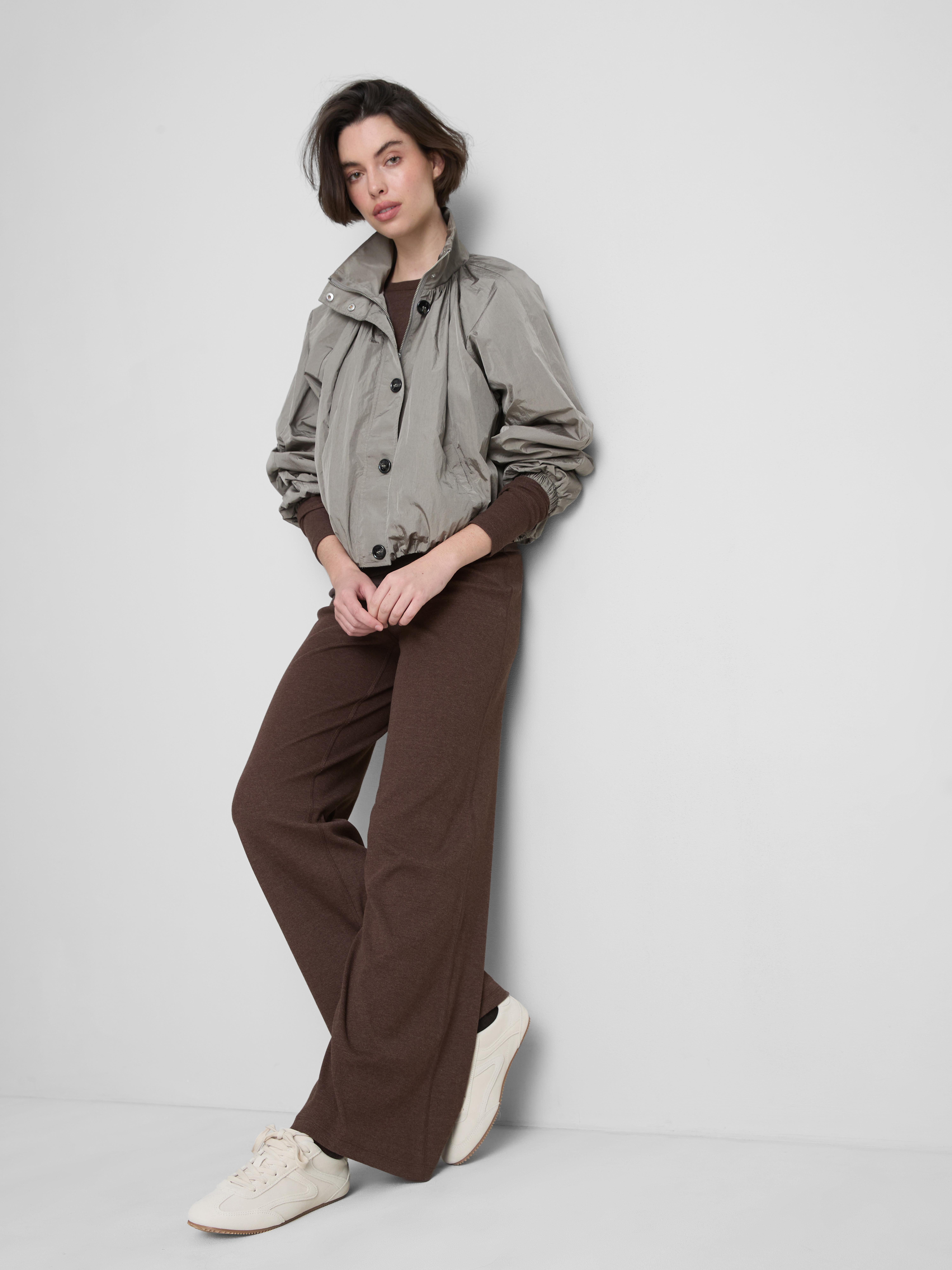 Cotton-Rich Ribbed Wide-Leg Pants