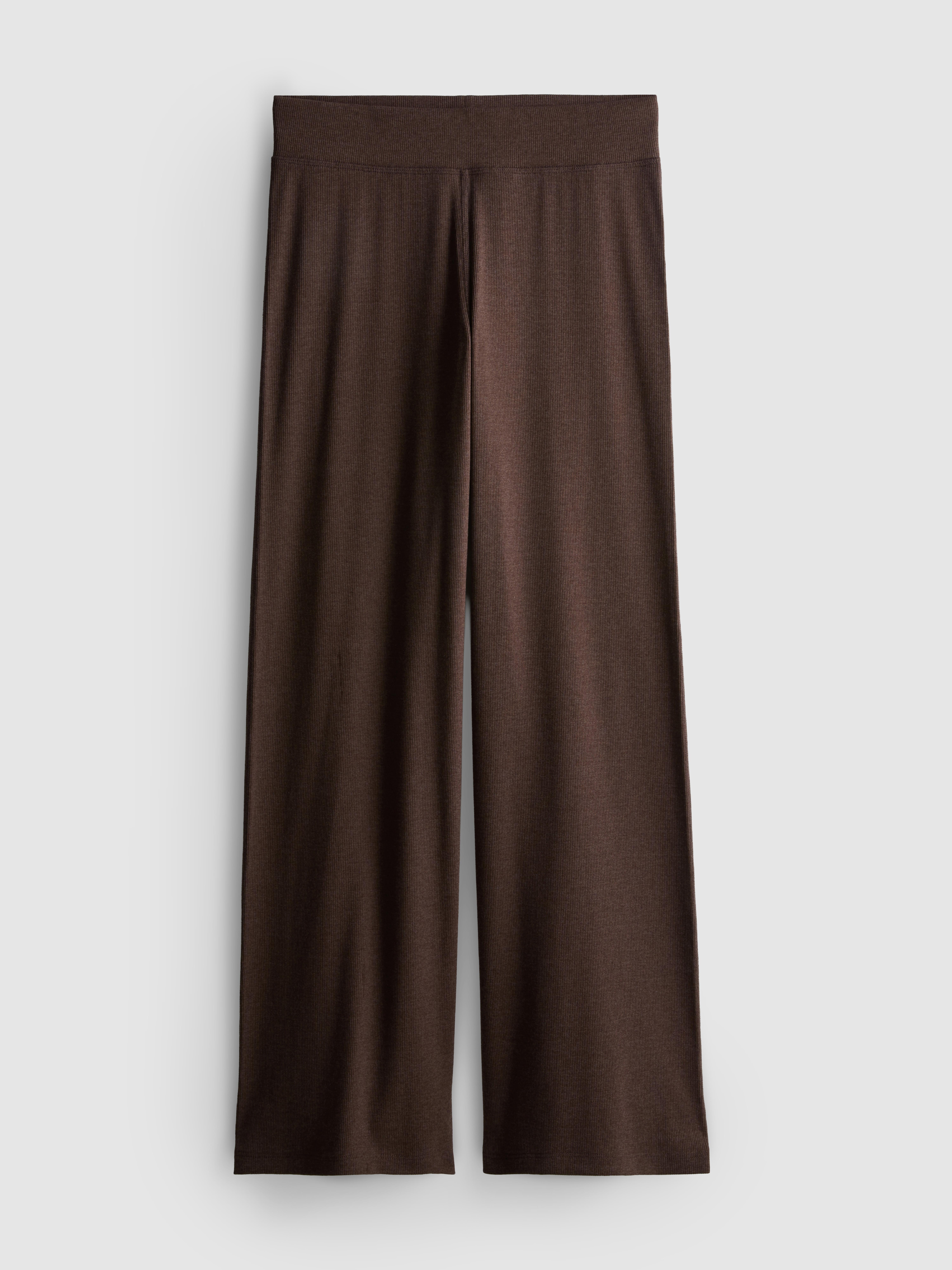 Cotton-Rich Ribbed Wide-Leg Pants