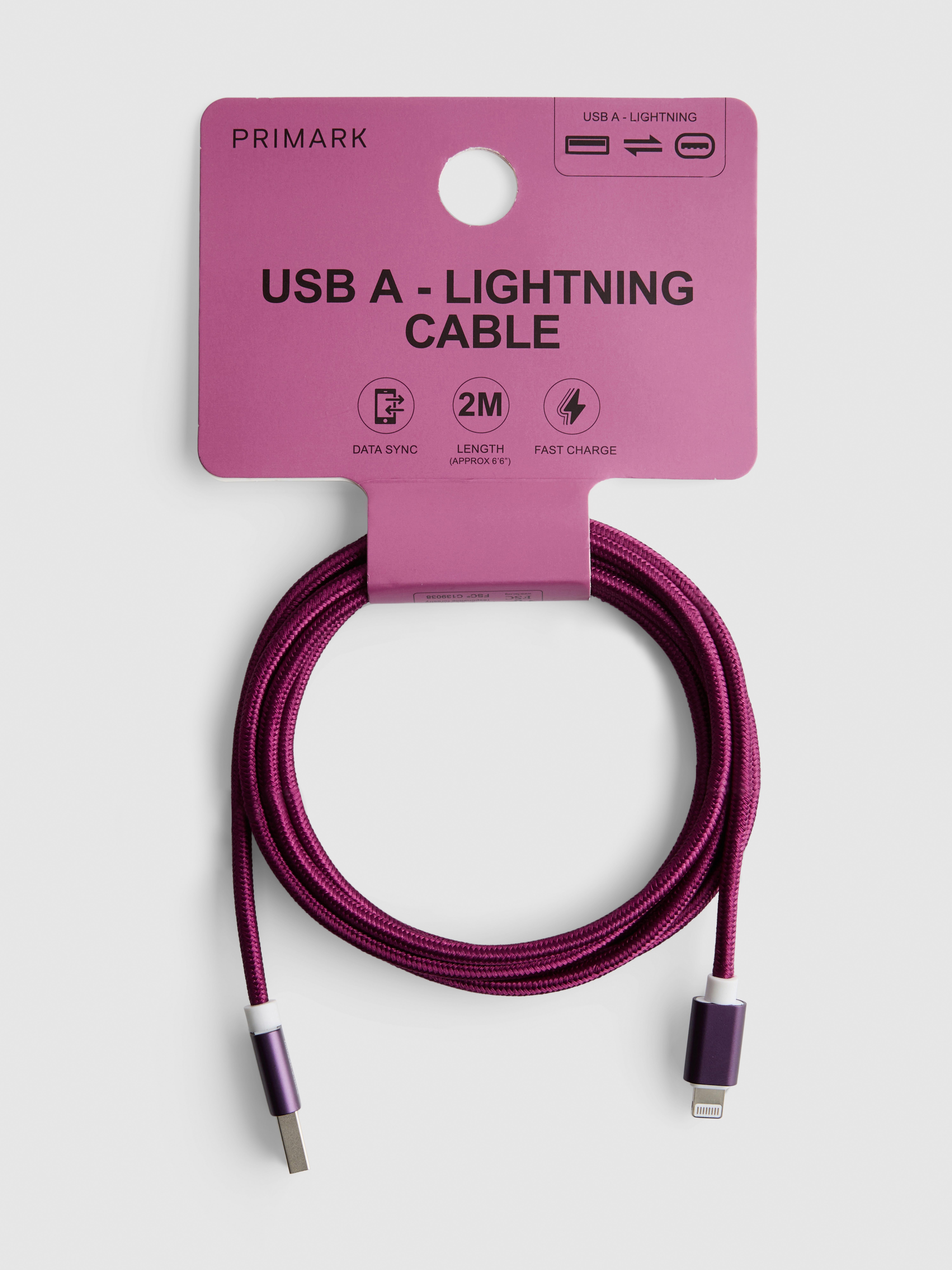 Câble tressé USB-A vers Lightning 2 m