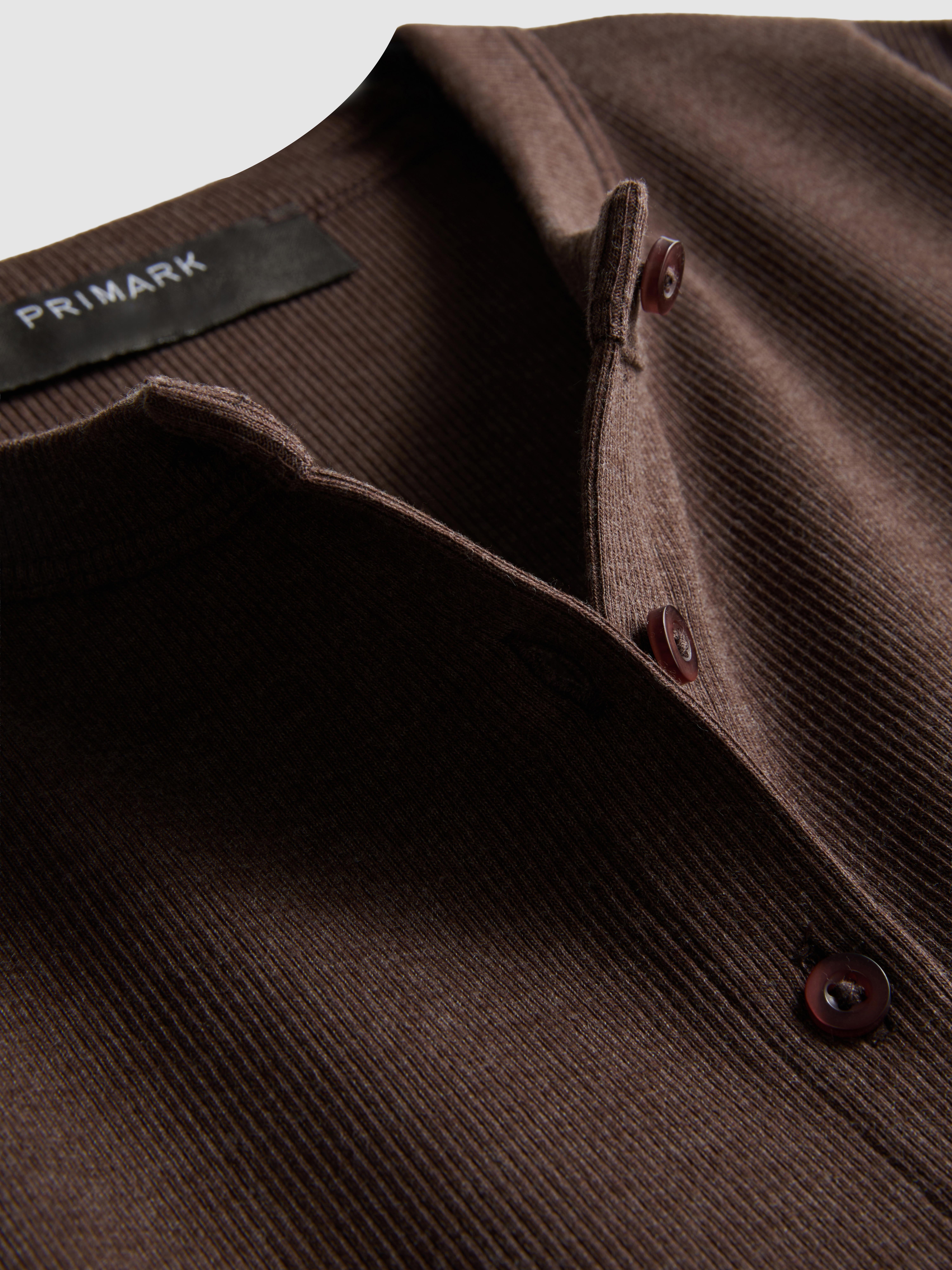 Ribbed Button-Front Long-Sleeve Top