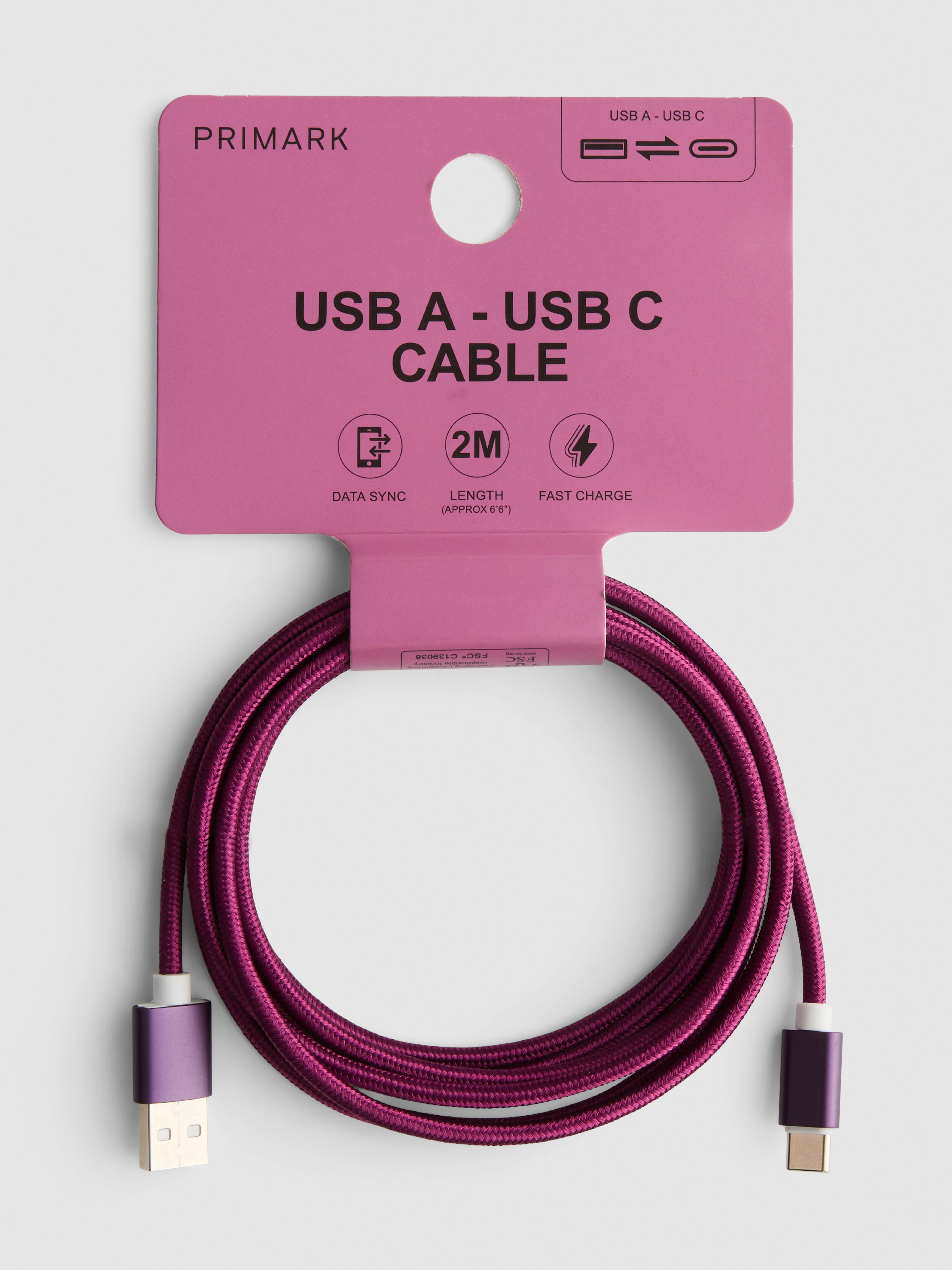 Cable de USB A a USB C de 2 m