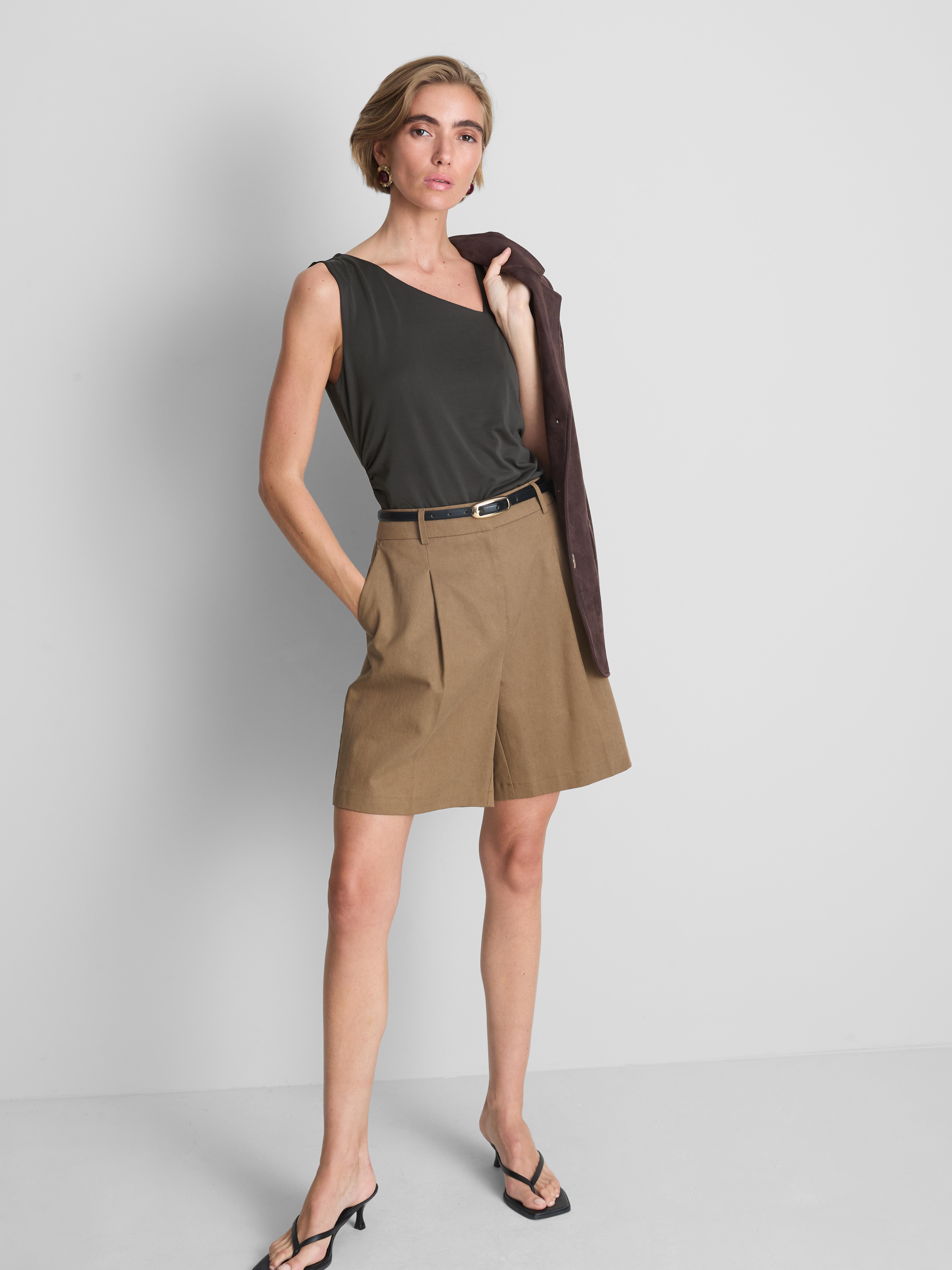 Ruched Side Asymmetric Vest Top Charcoal
