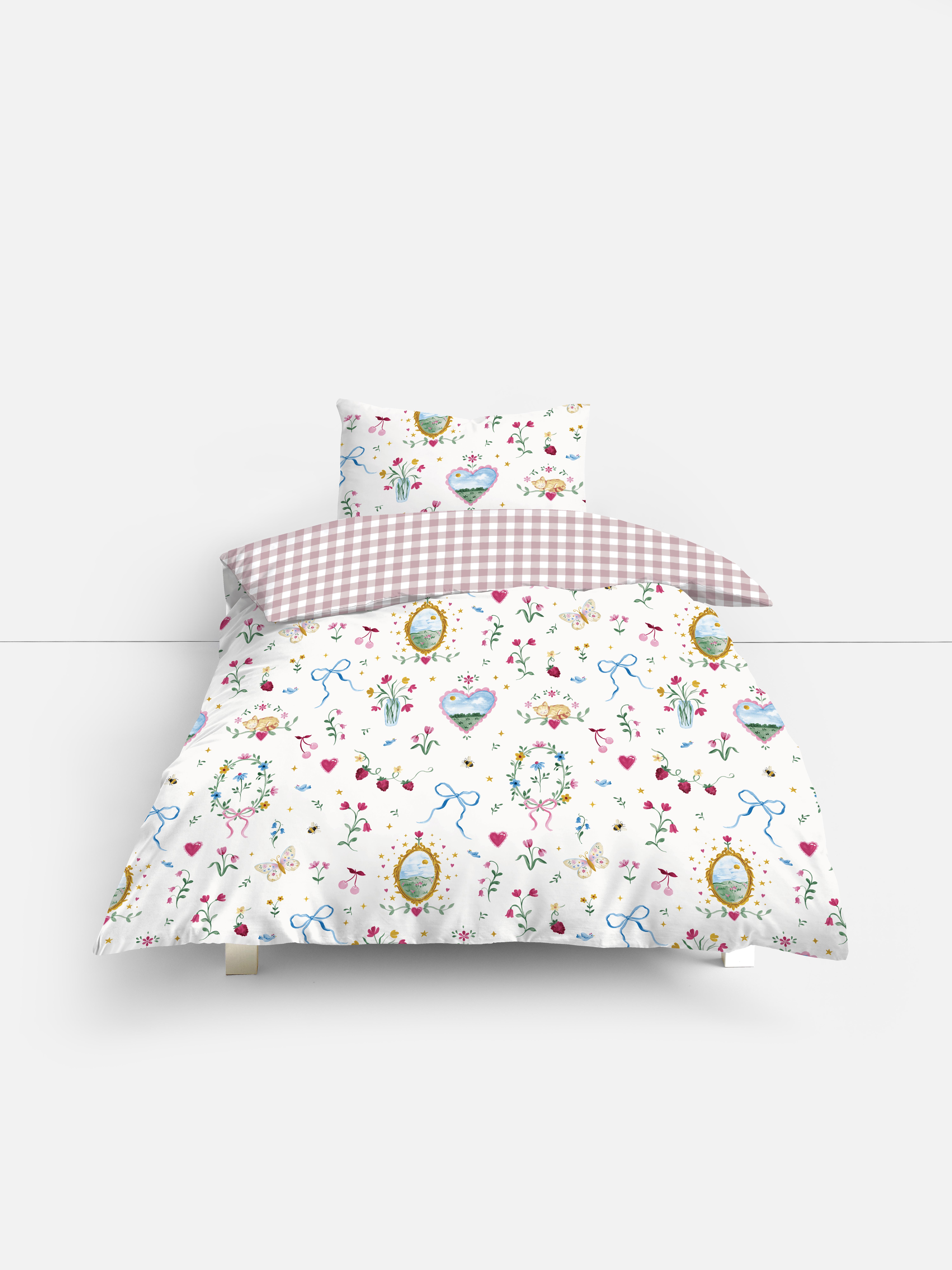 Bettwäscheset mit hohem Baumwollanteil und Länderabzeichen, Einzelbett