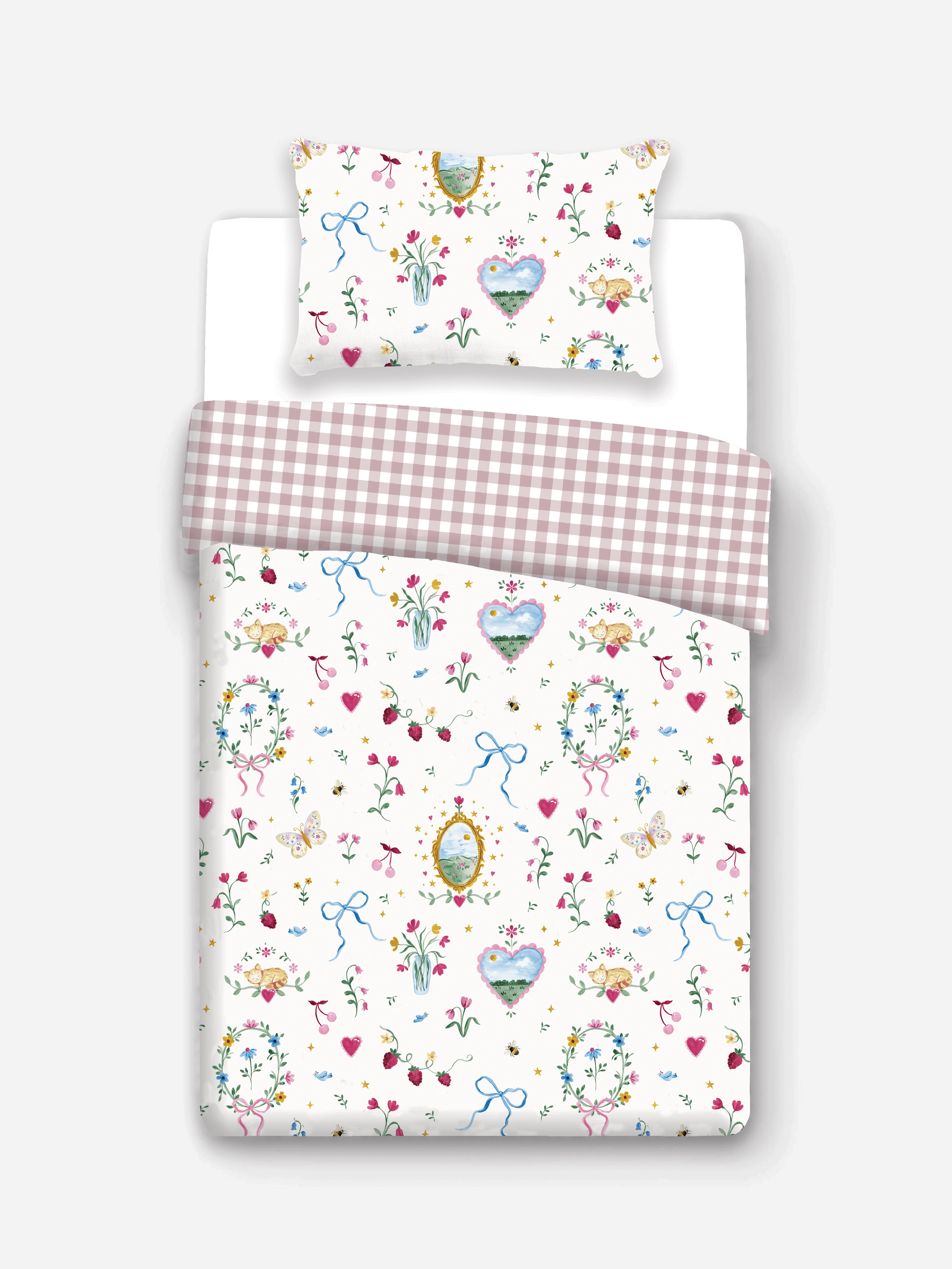 Bettwäscheset mit hohem Baumwollanteil und Länderabzeichen, Einzelbett