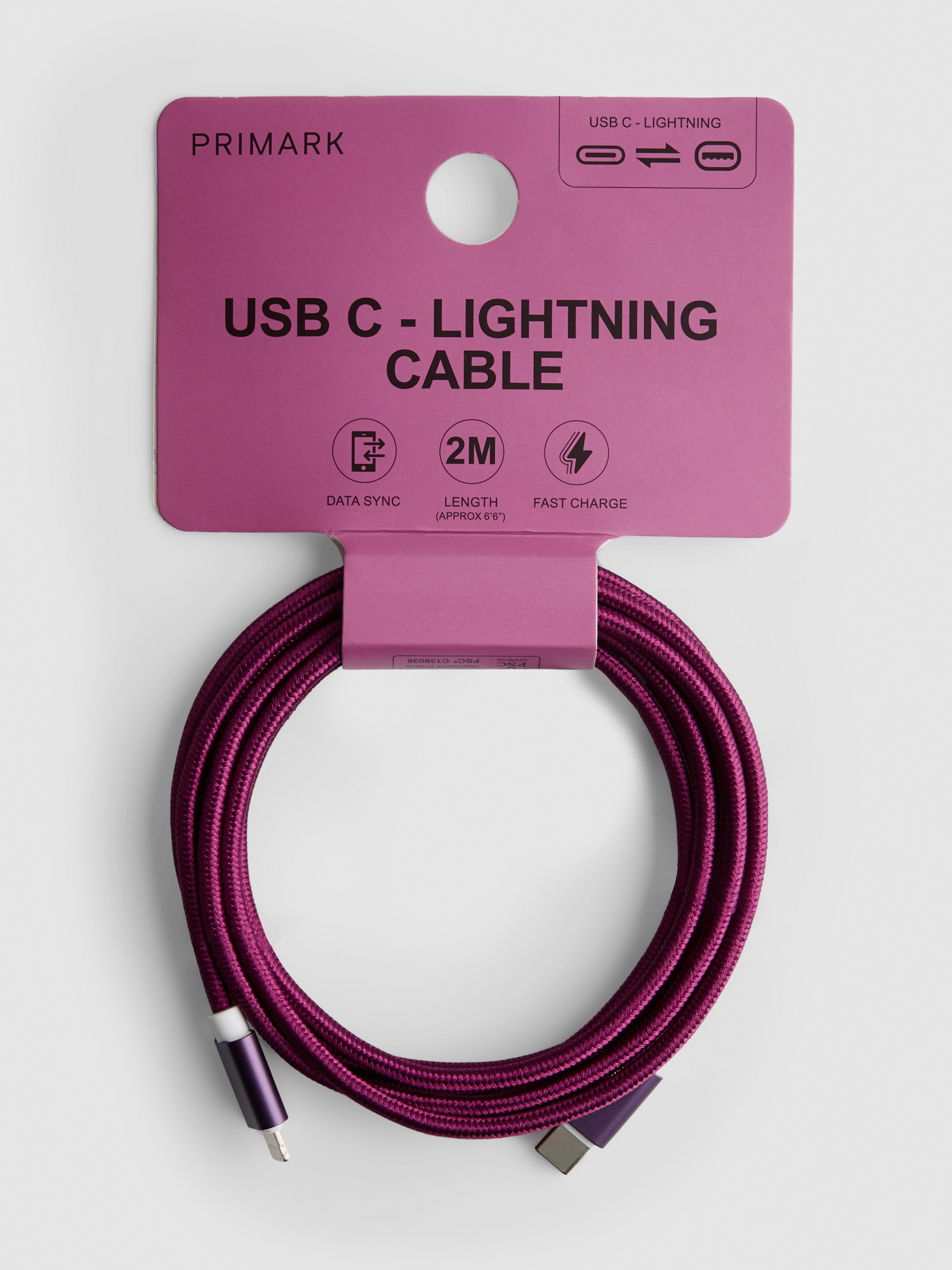2m Braided USB-C To Lightning Cable