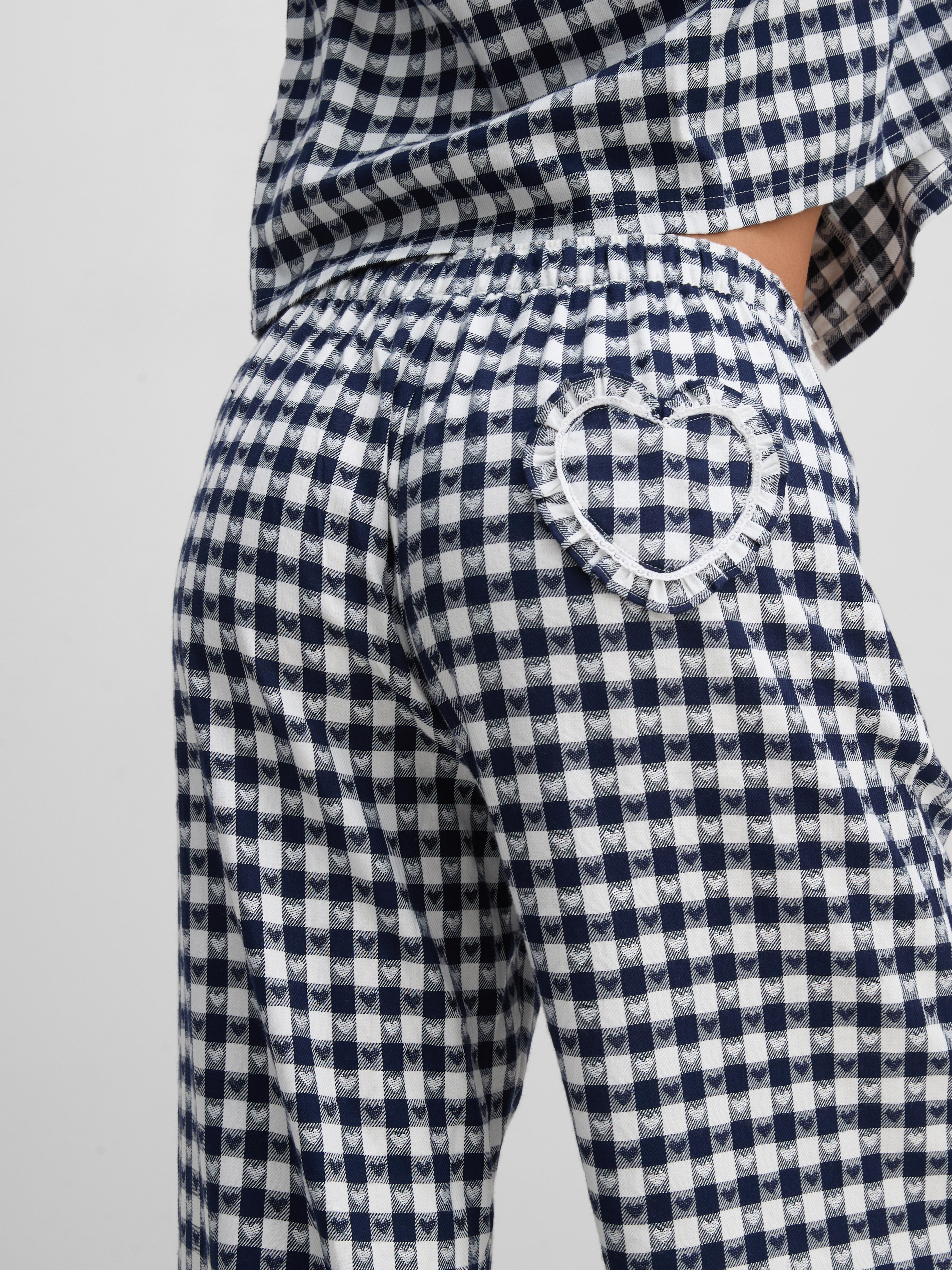 Love To Lounge Cotton Blend Check Embroidered Pajama Bottoms