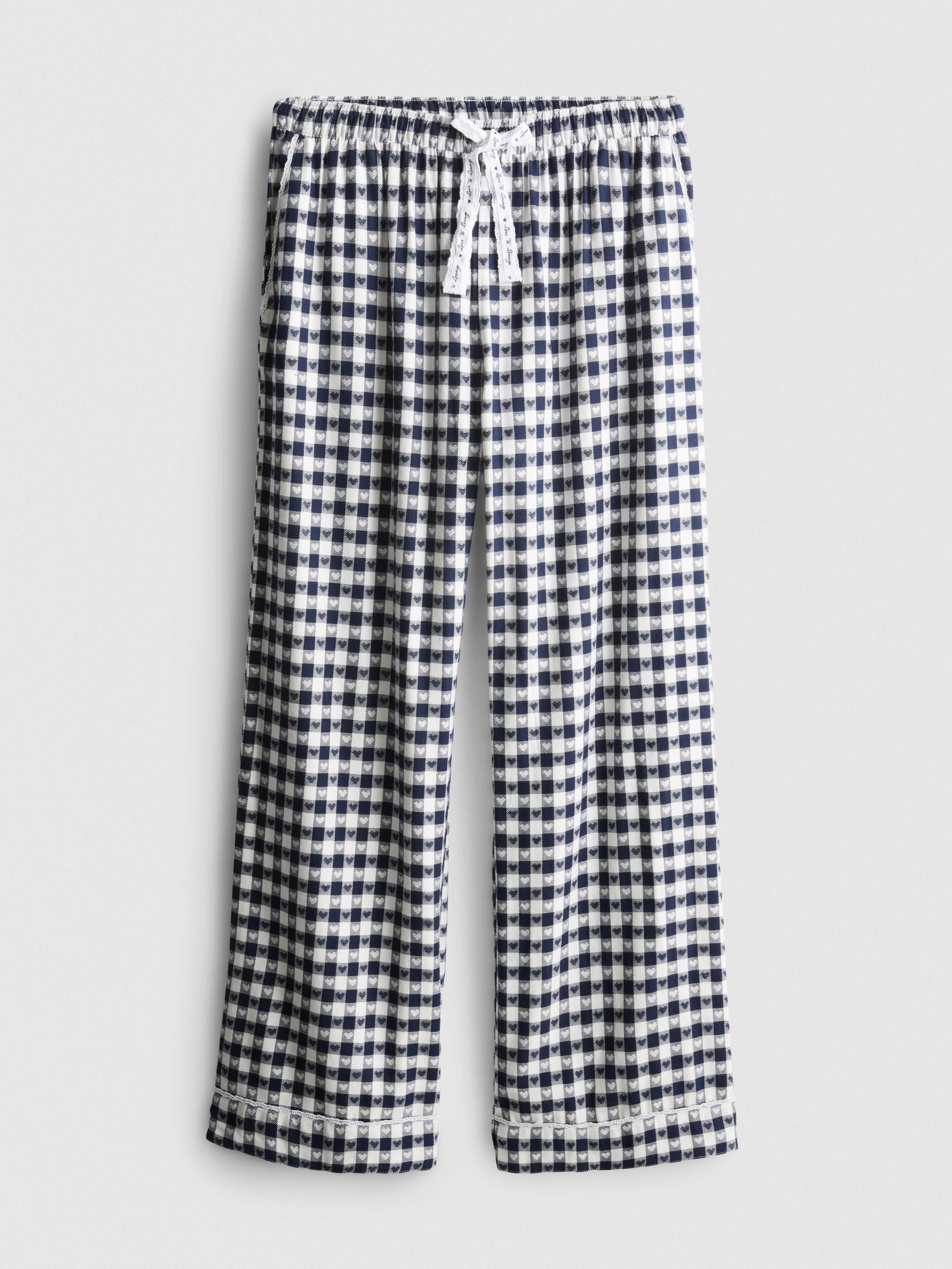 Love To Lounge Cotton Blend Check Embroidered Pajama Bottoms