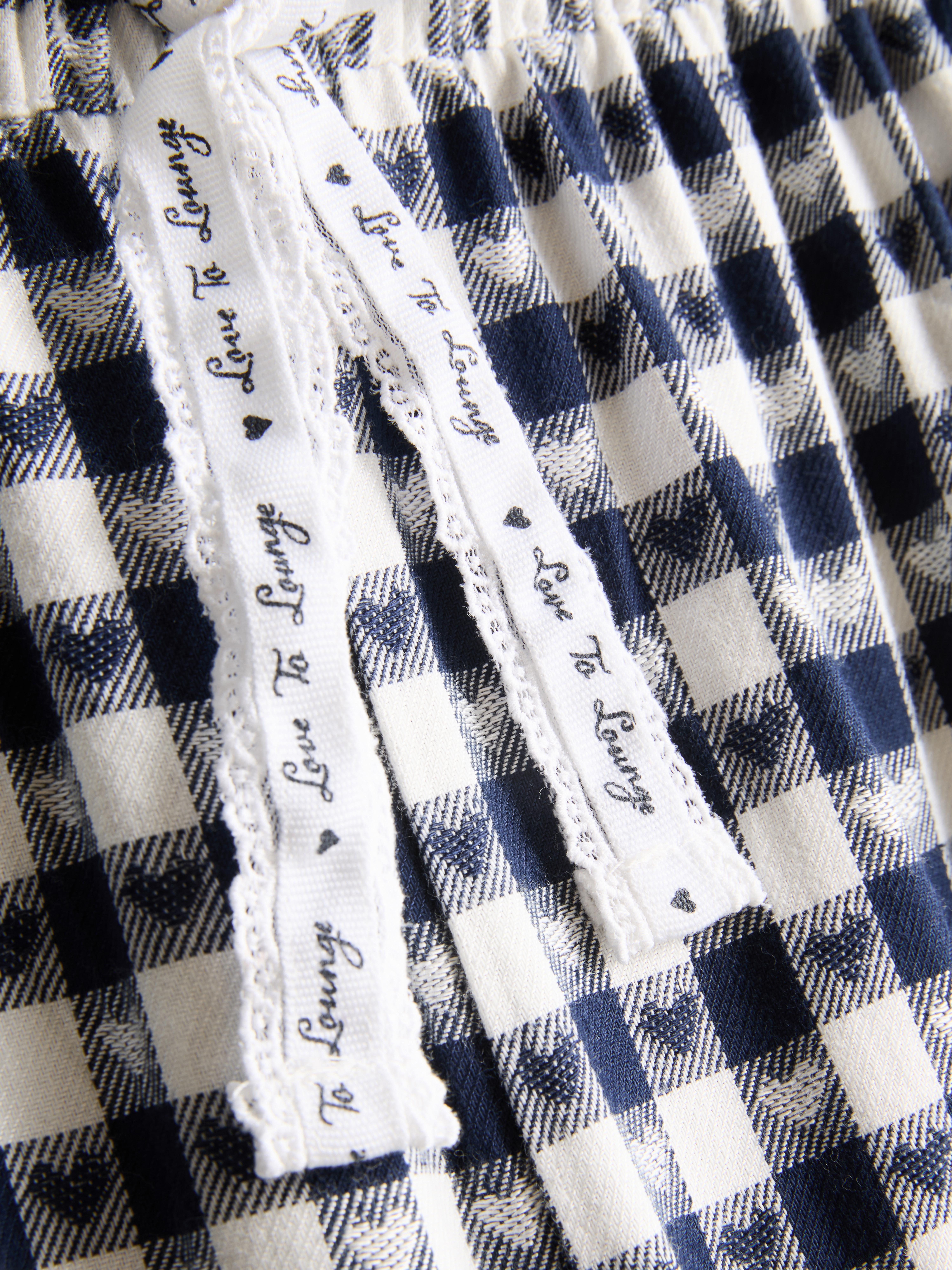 Love To Lounge Cotton Blend Check Embroidered Pajama Bottoms