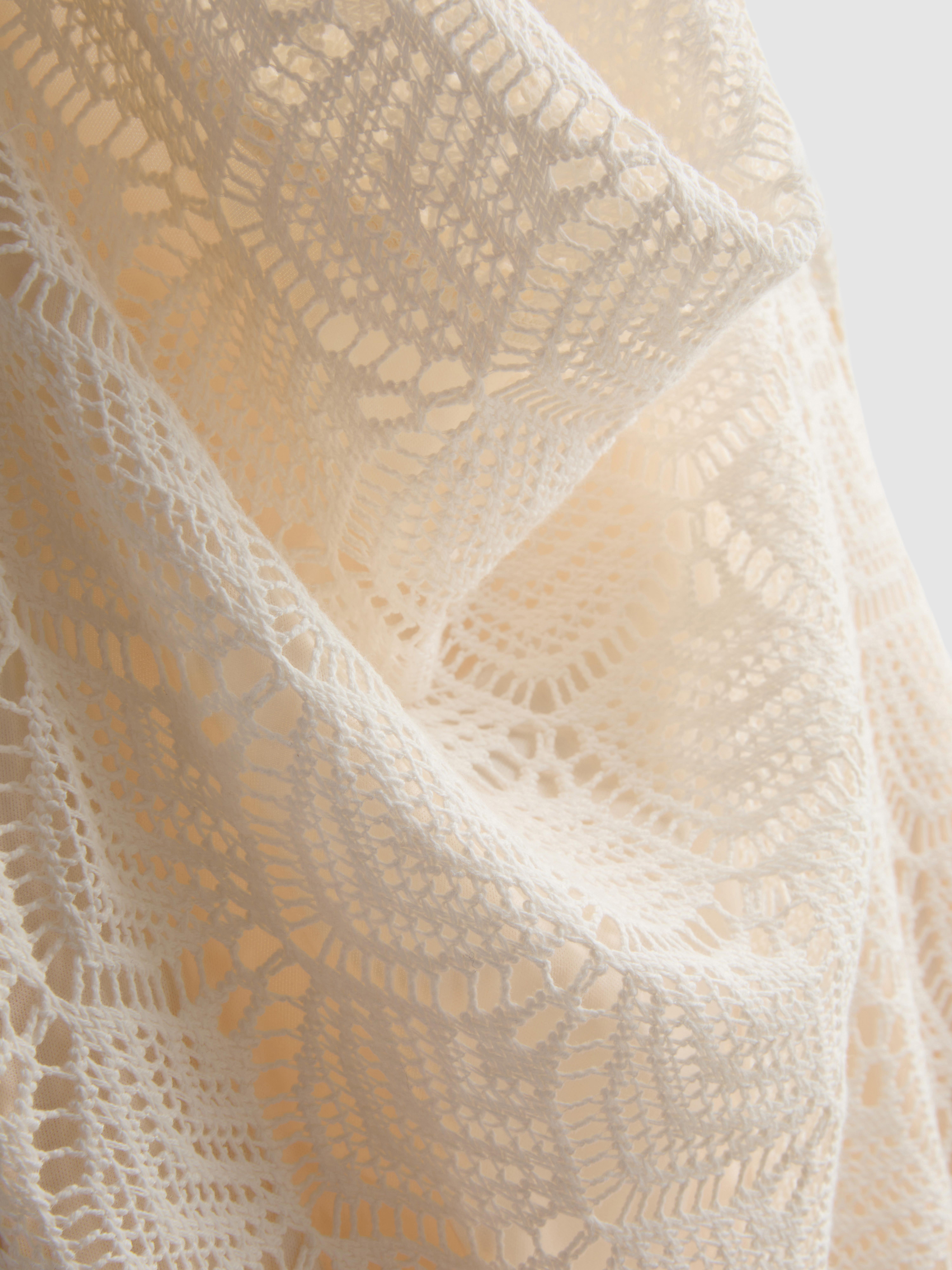 Cowl Neck Crochet Halter Mini Dress