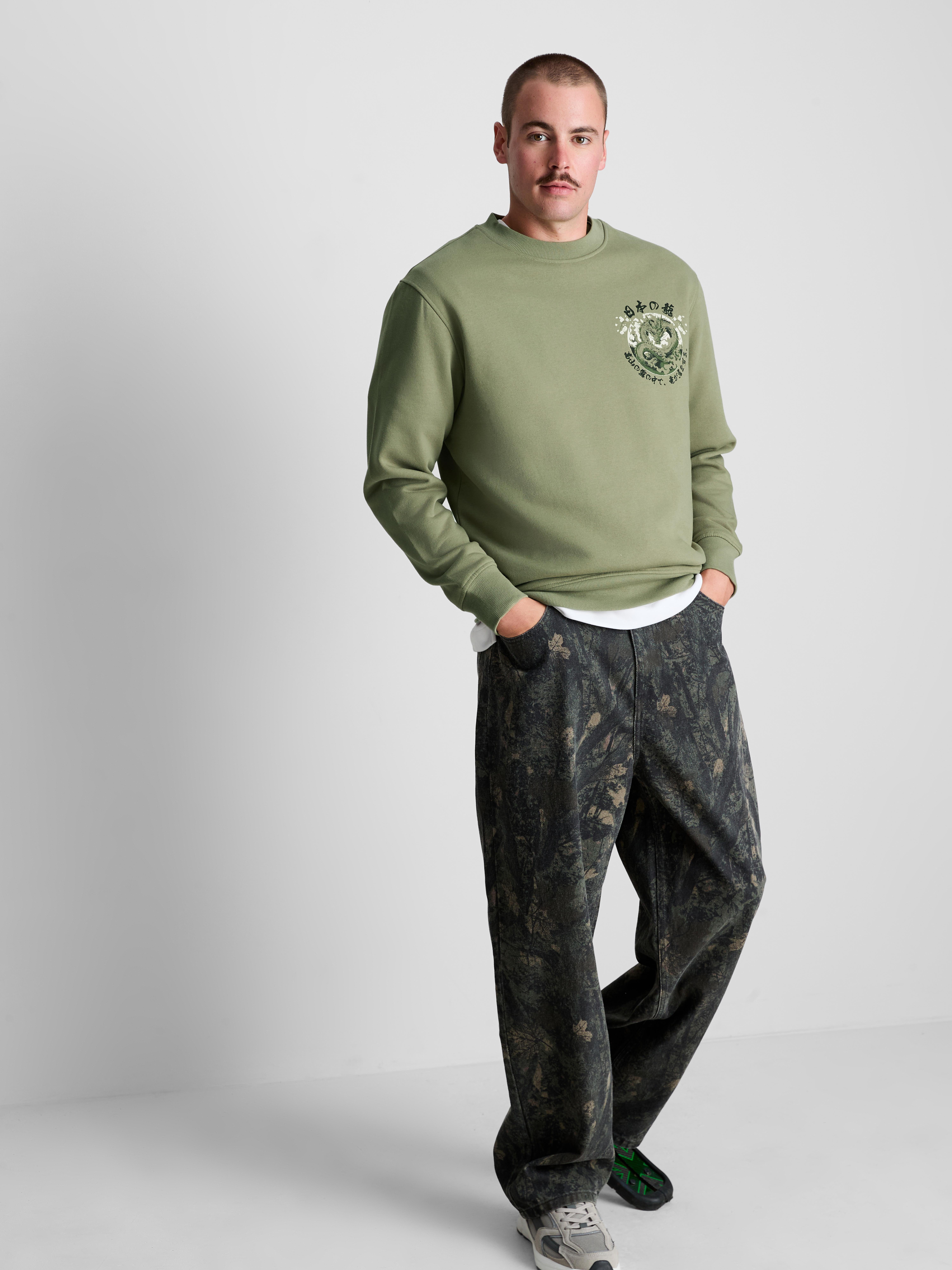 Sweat-shirt en mélange de coton à motif dragon