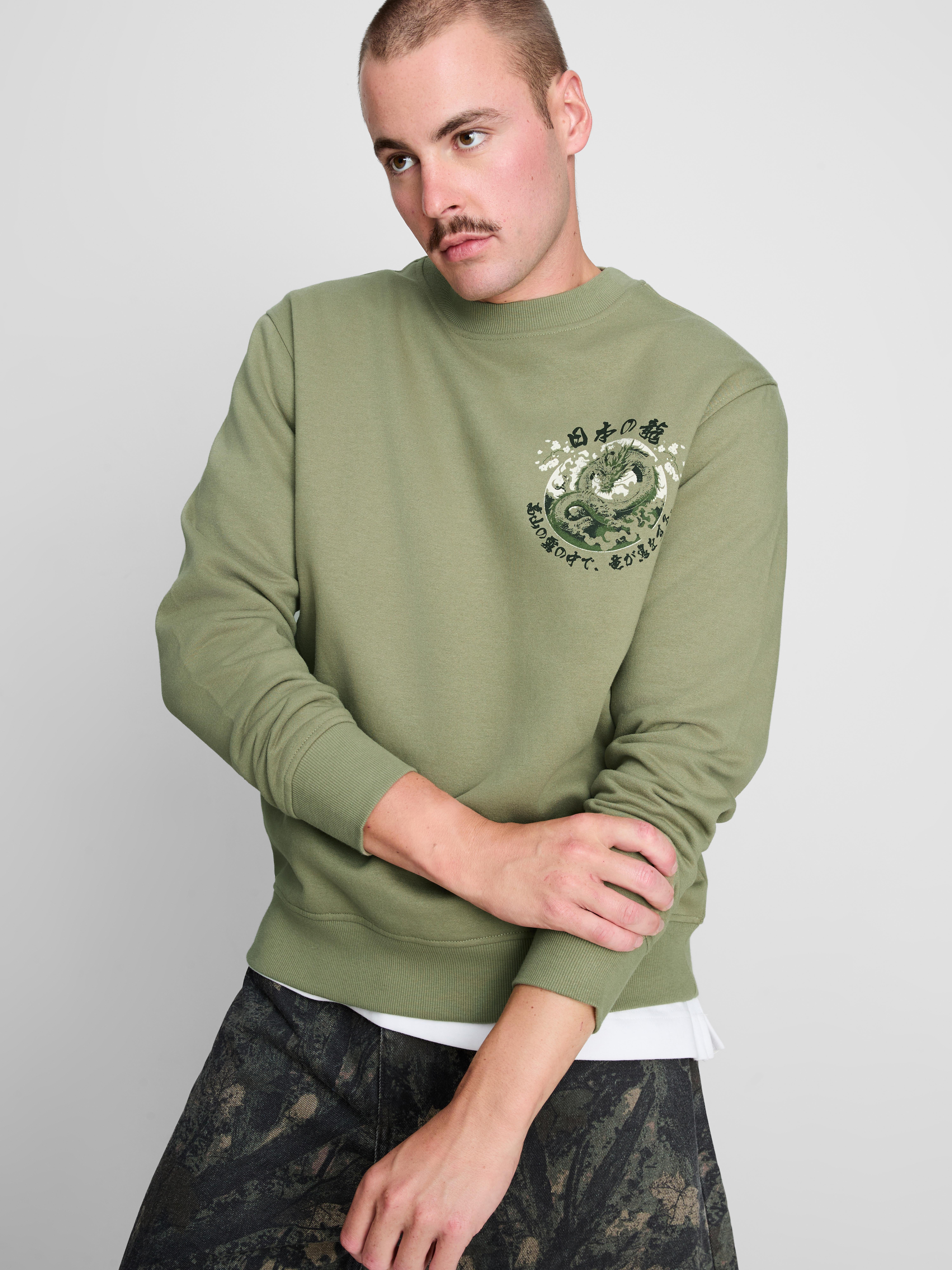 Sweat-shirt en mélange de coton à motif dragon