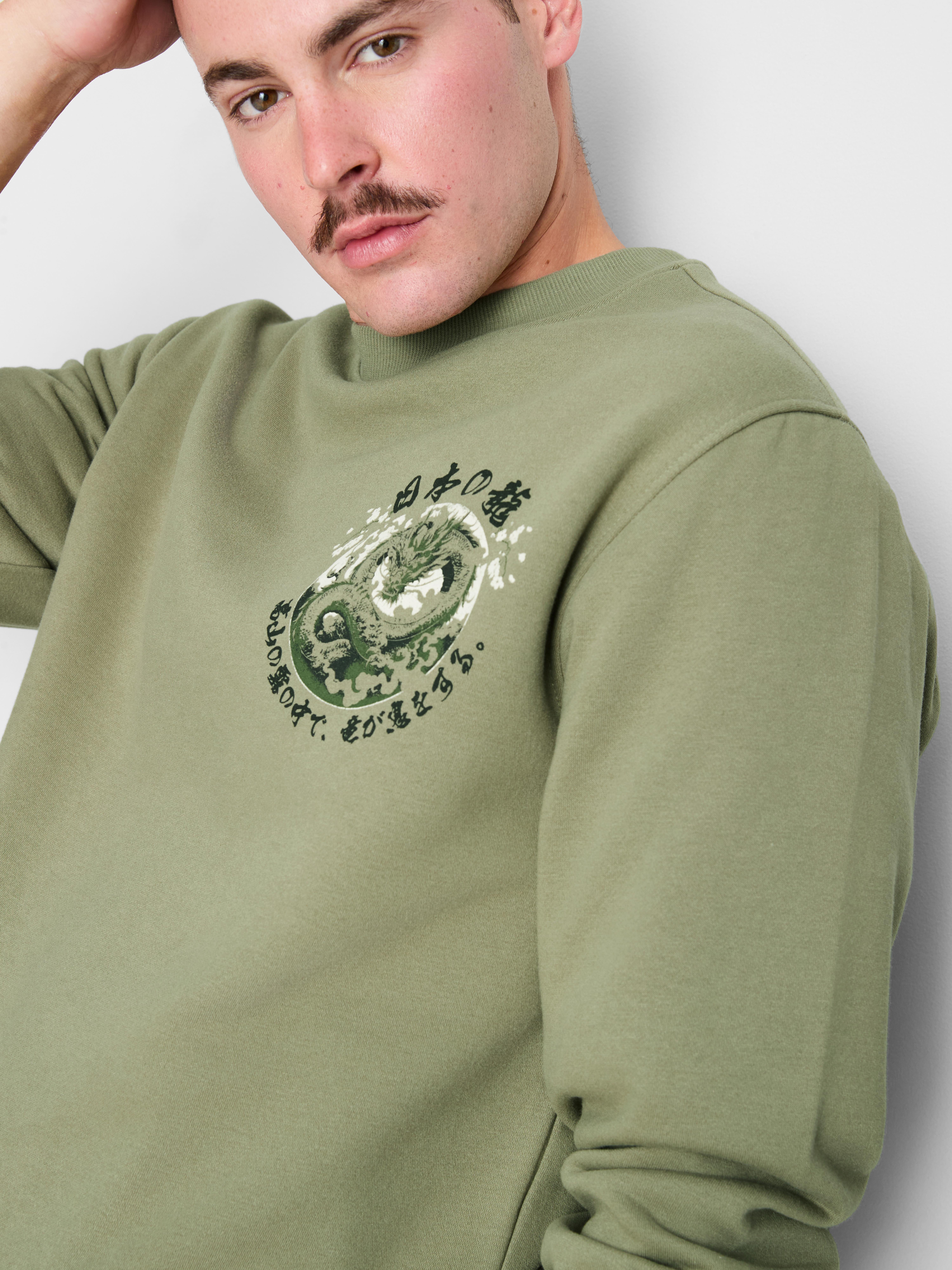 Sweat-shirt en mélange de coton à motif dragon