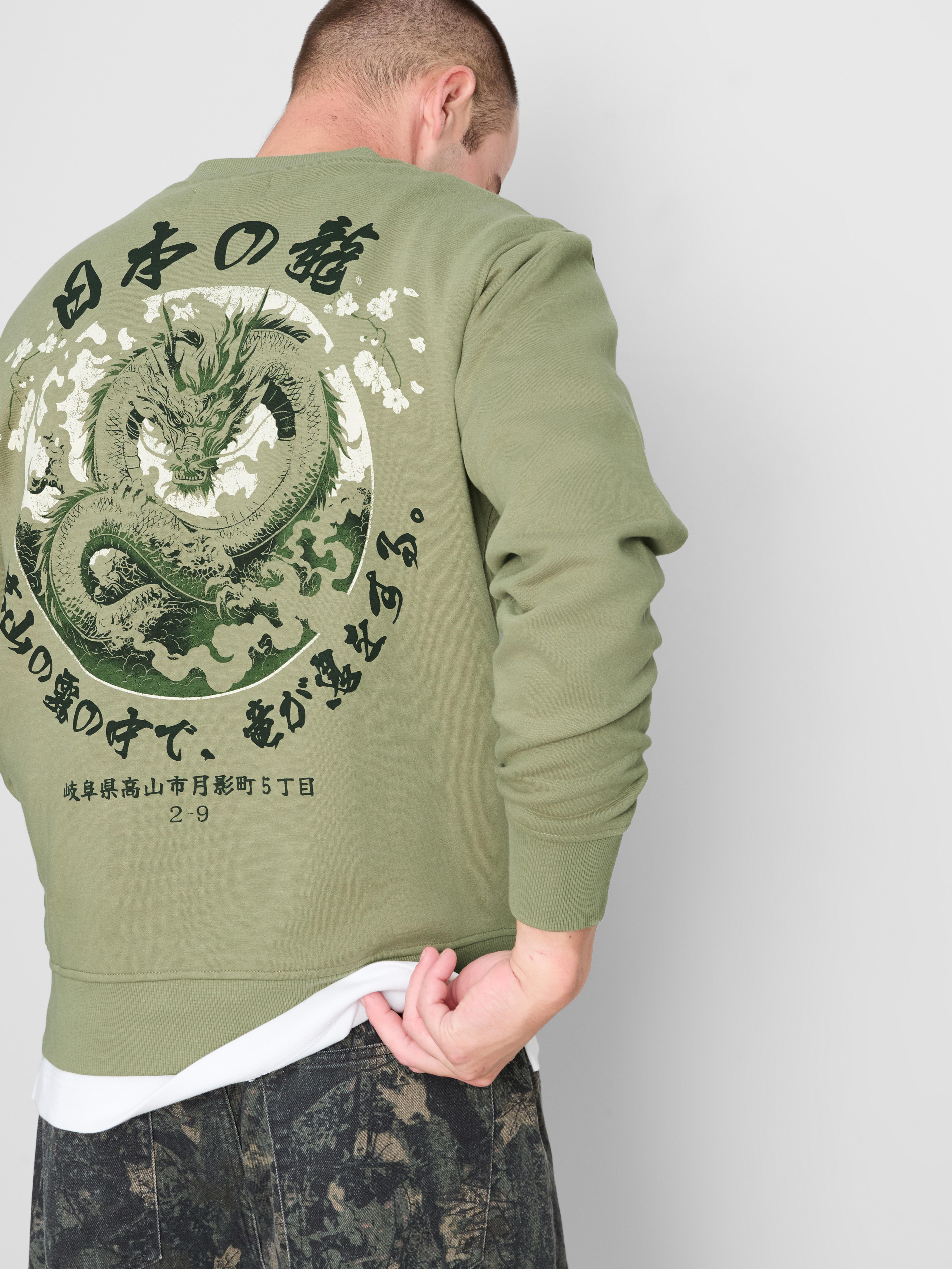 Cotton-Blend Dragon Sweatshirt - Green