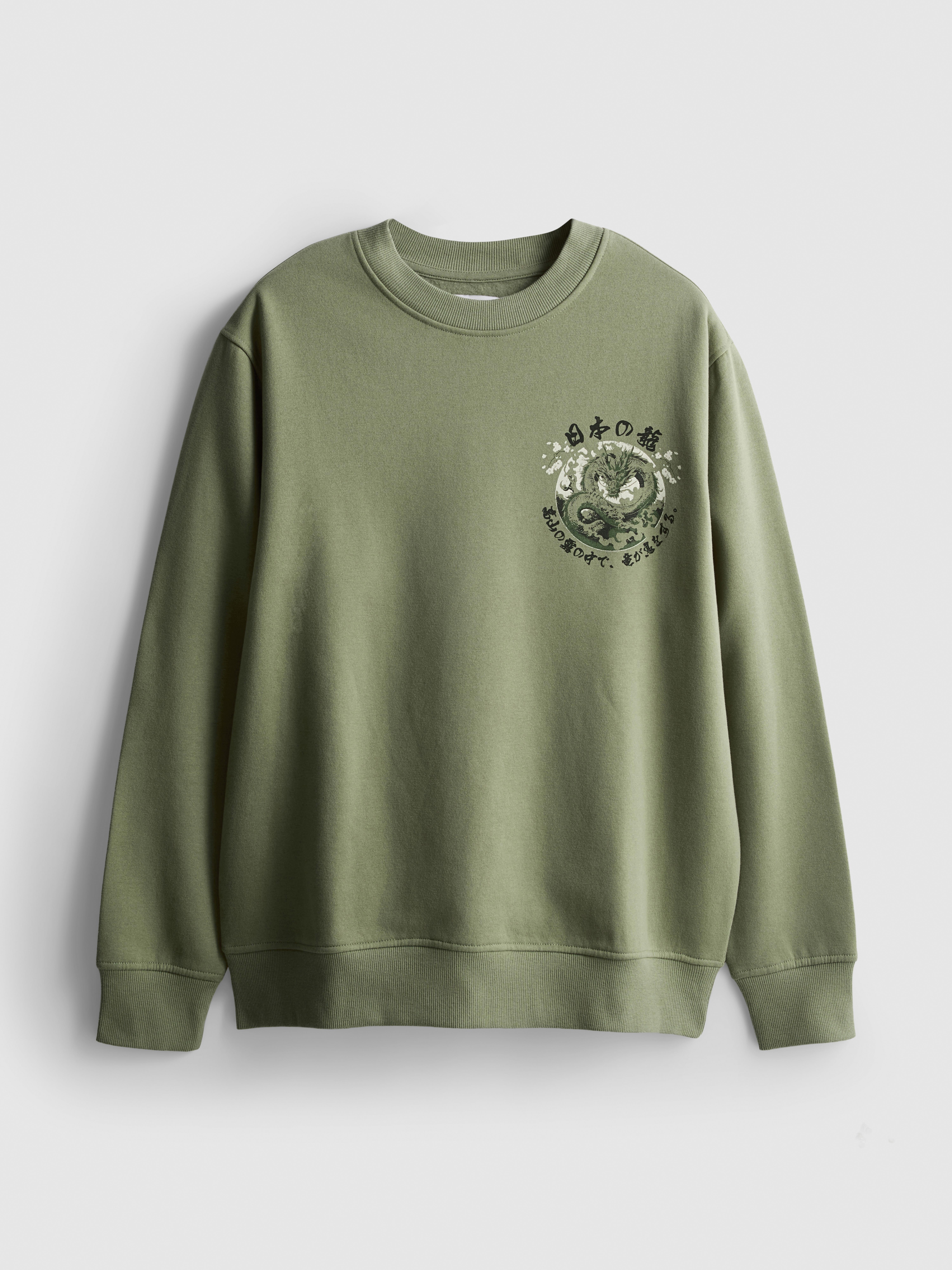Sweat-shirt en mélange de coton à motif dragon