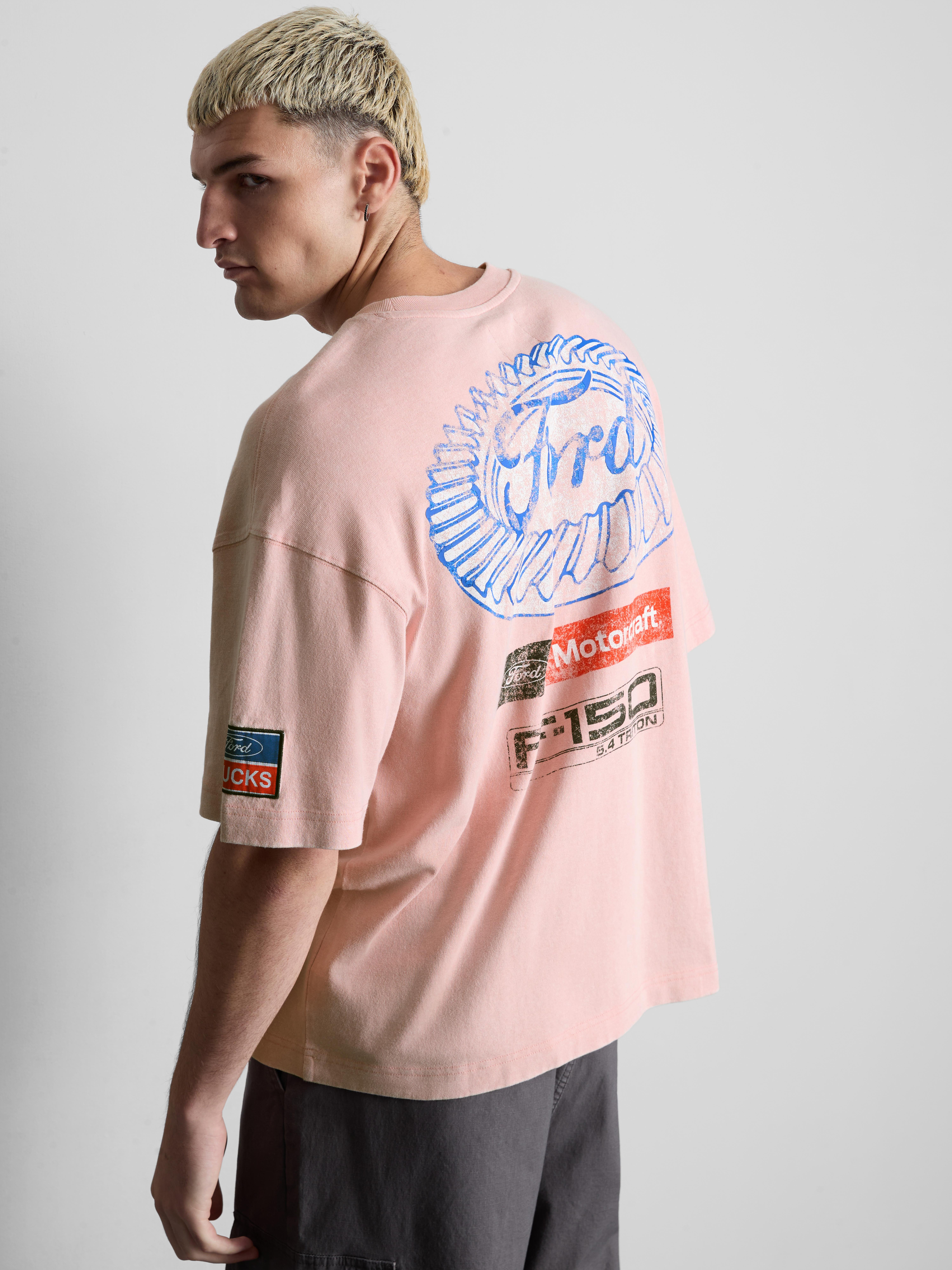 T-Shirt aus reiner Baumwolle mit „Ford“ Aufnäher