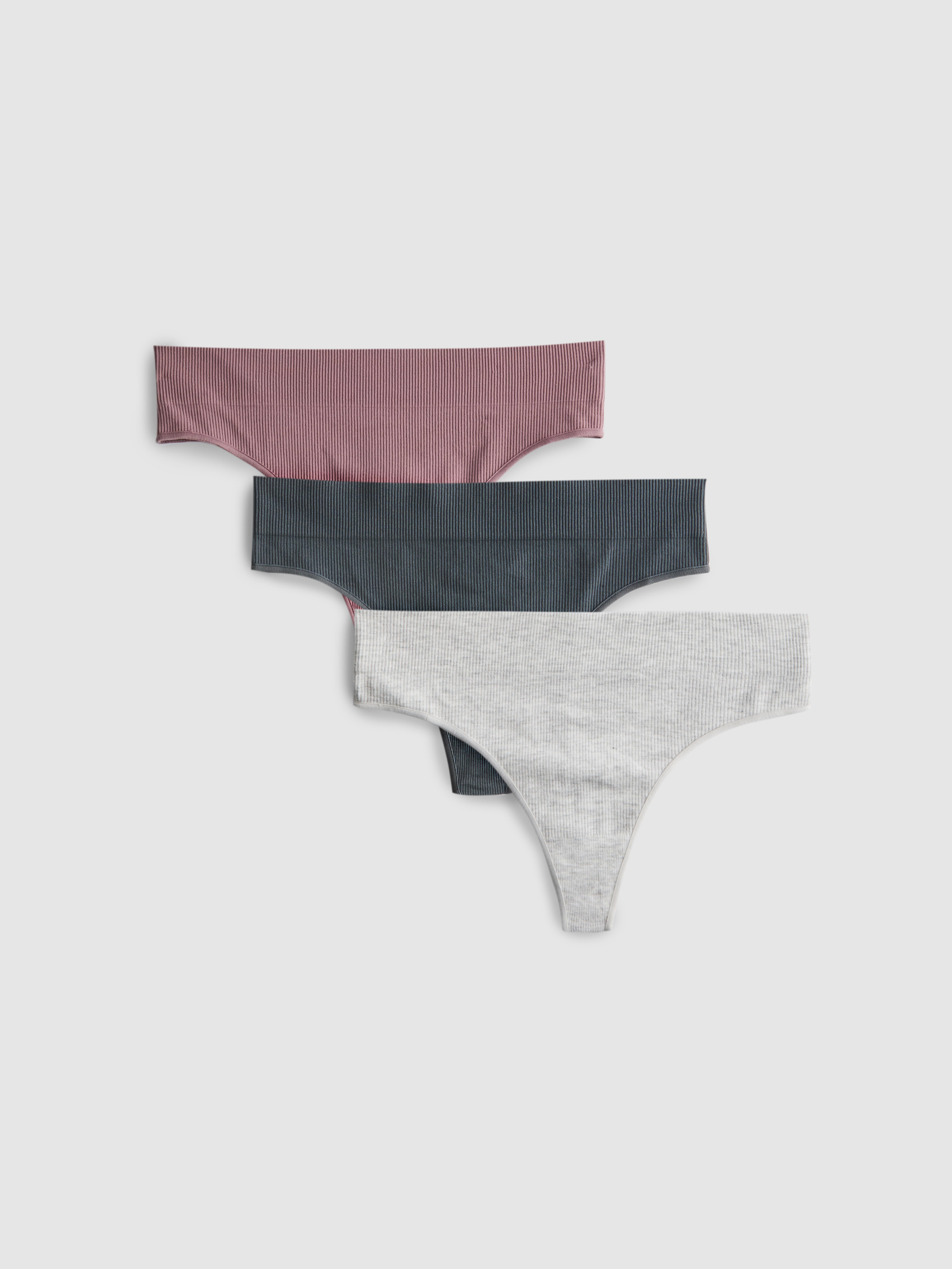 3-Pack Ribbed Seamless Thongs