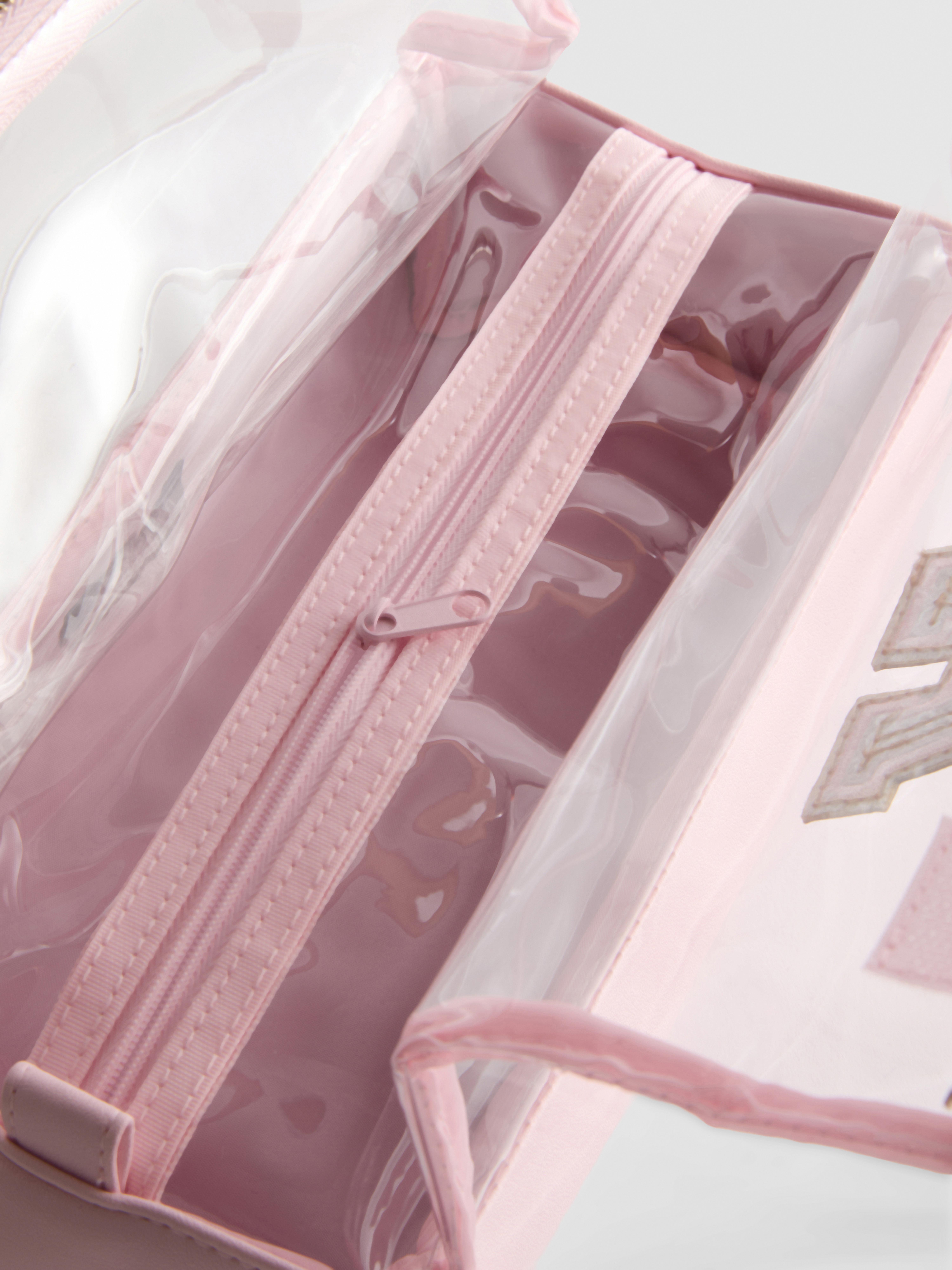 Bolsa maquilhagem transparente inicial