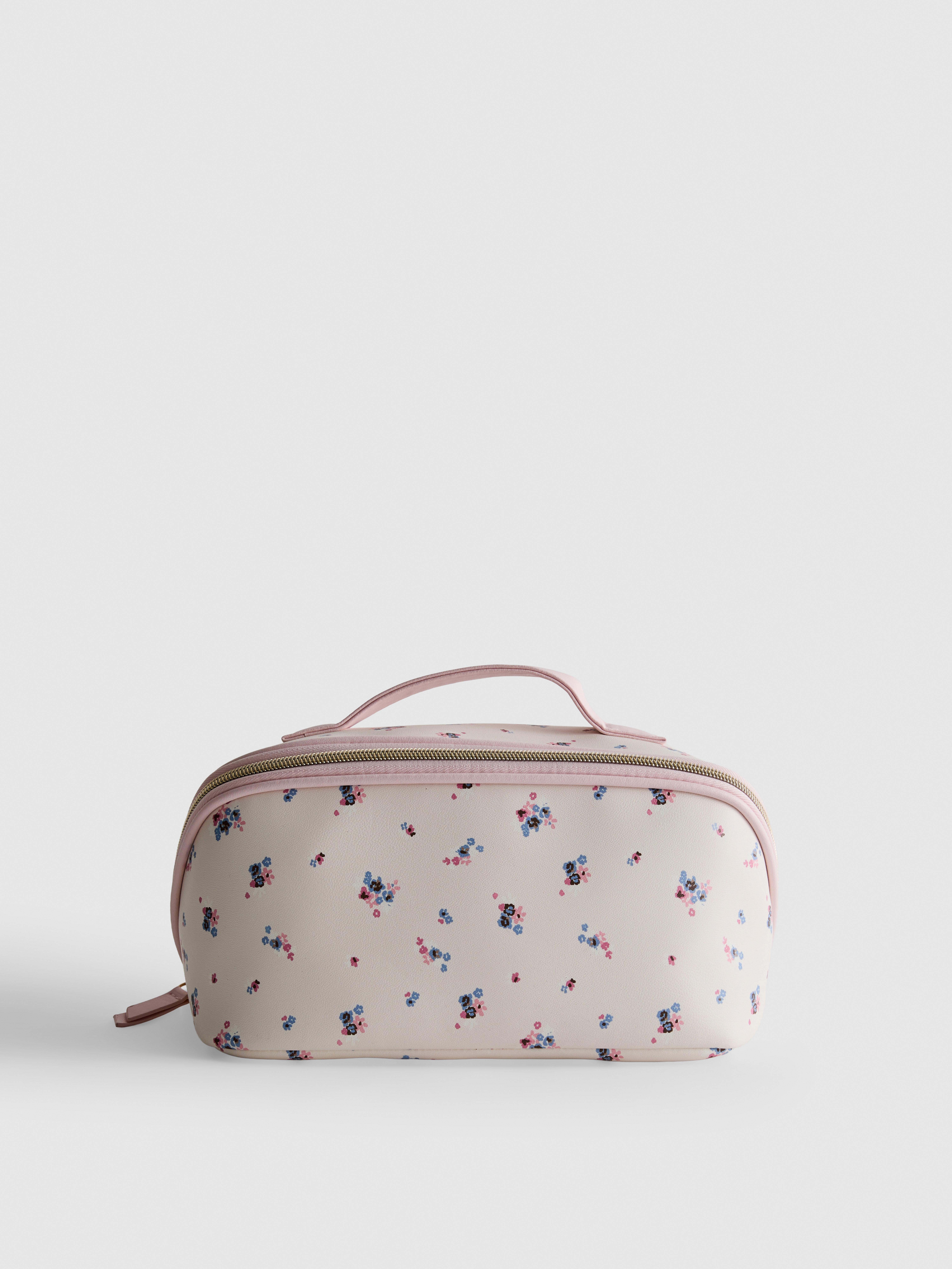Ditsy Floral Faux Leather Flat Lay Makeup Bag