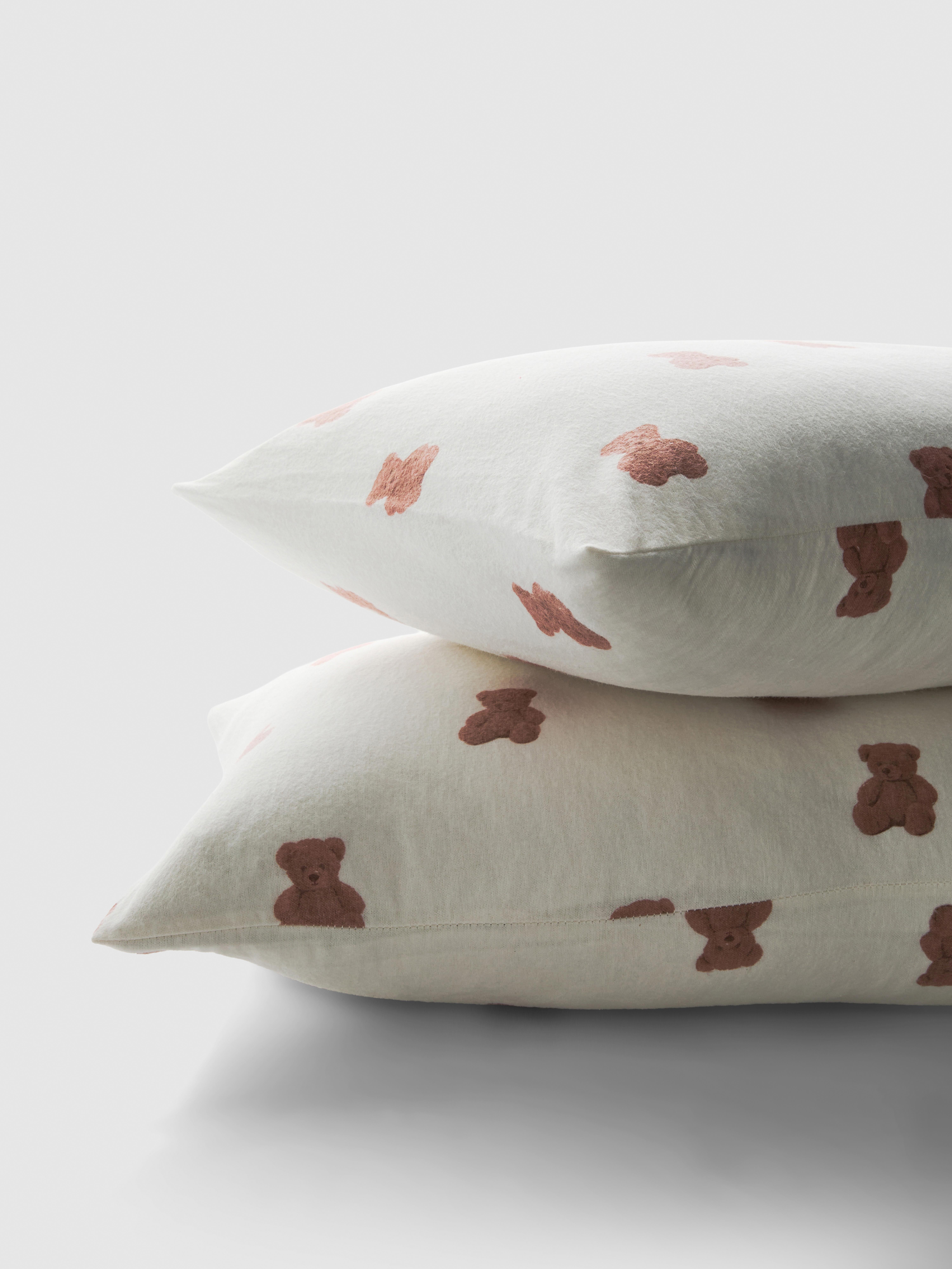 2pk Pure Cotton Teddy Bear Pillowcases