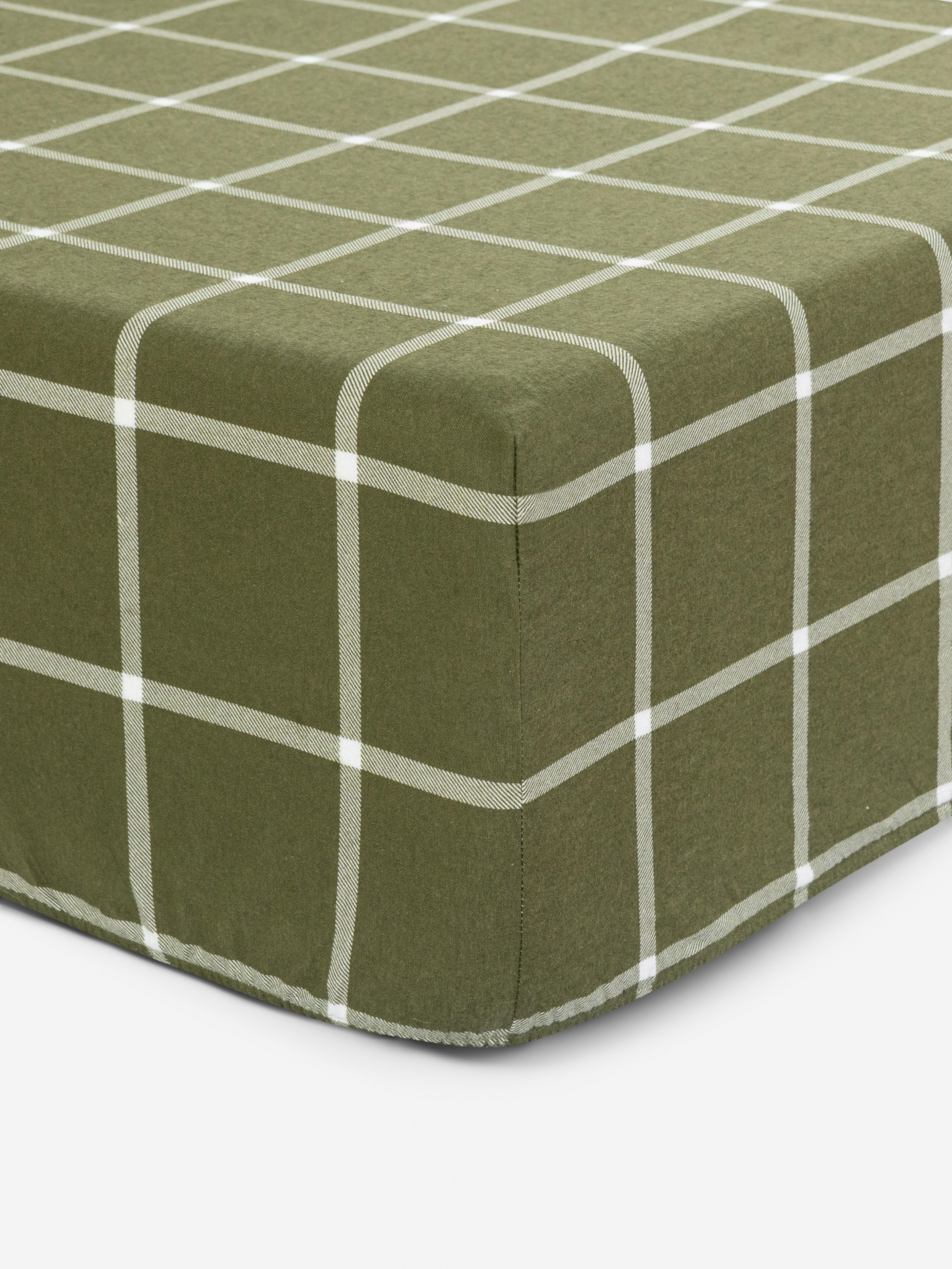 Brushed Pure Cotton Check Single Fitted Sheet