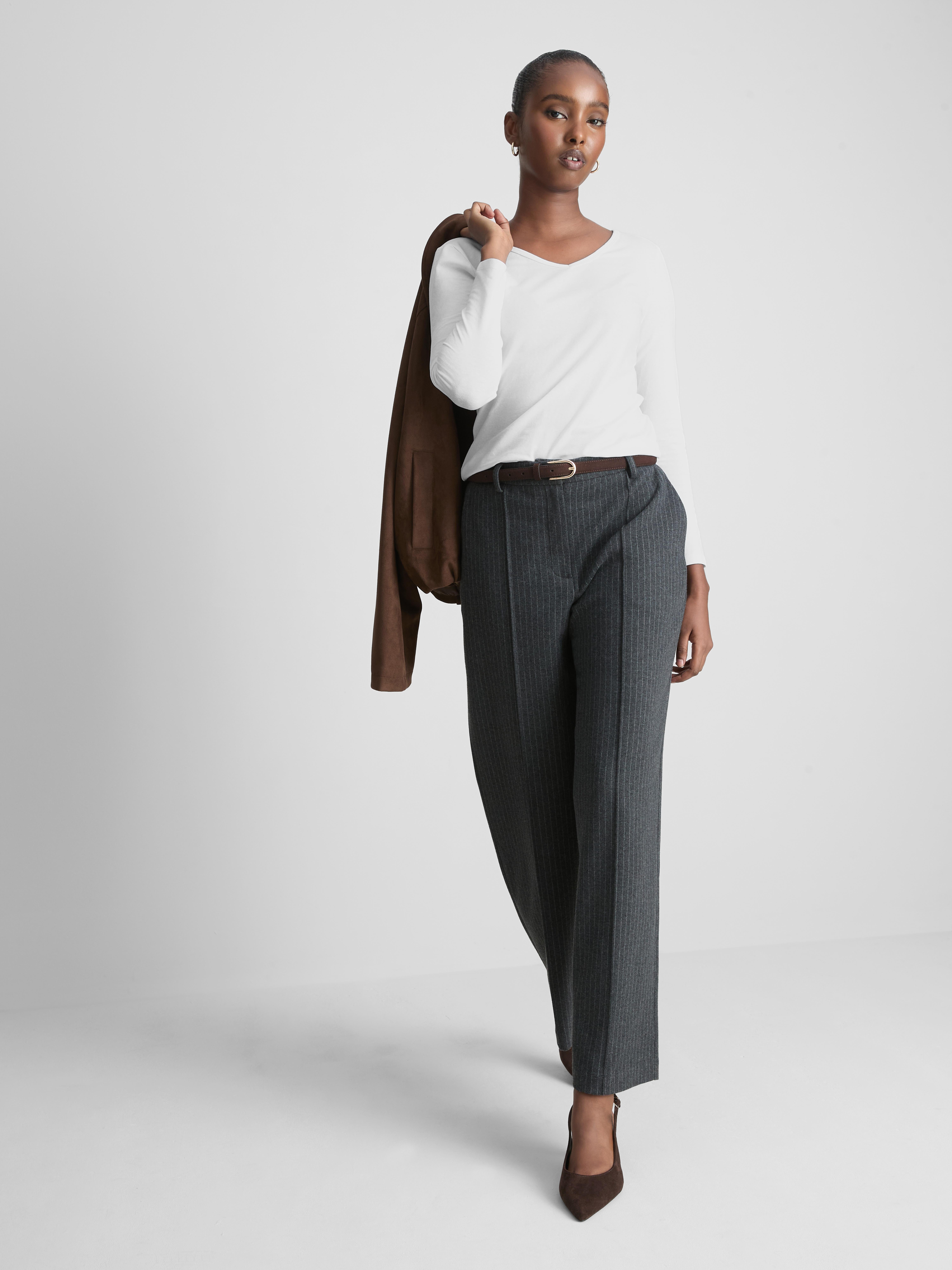Cotton-Rich Long-Sleeve V-Neck Tee