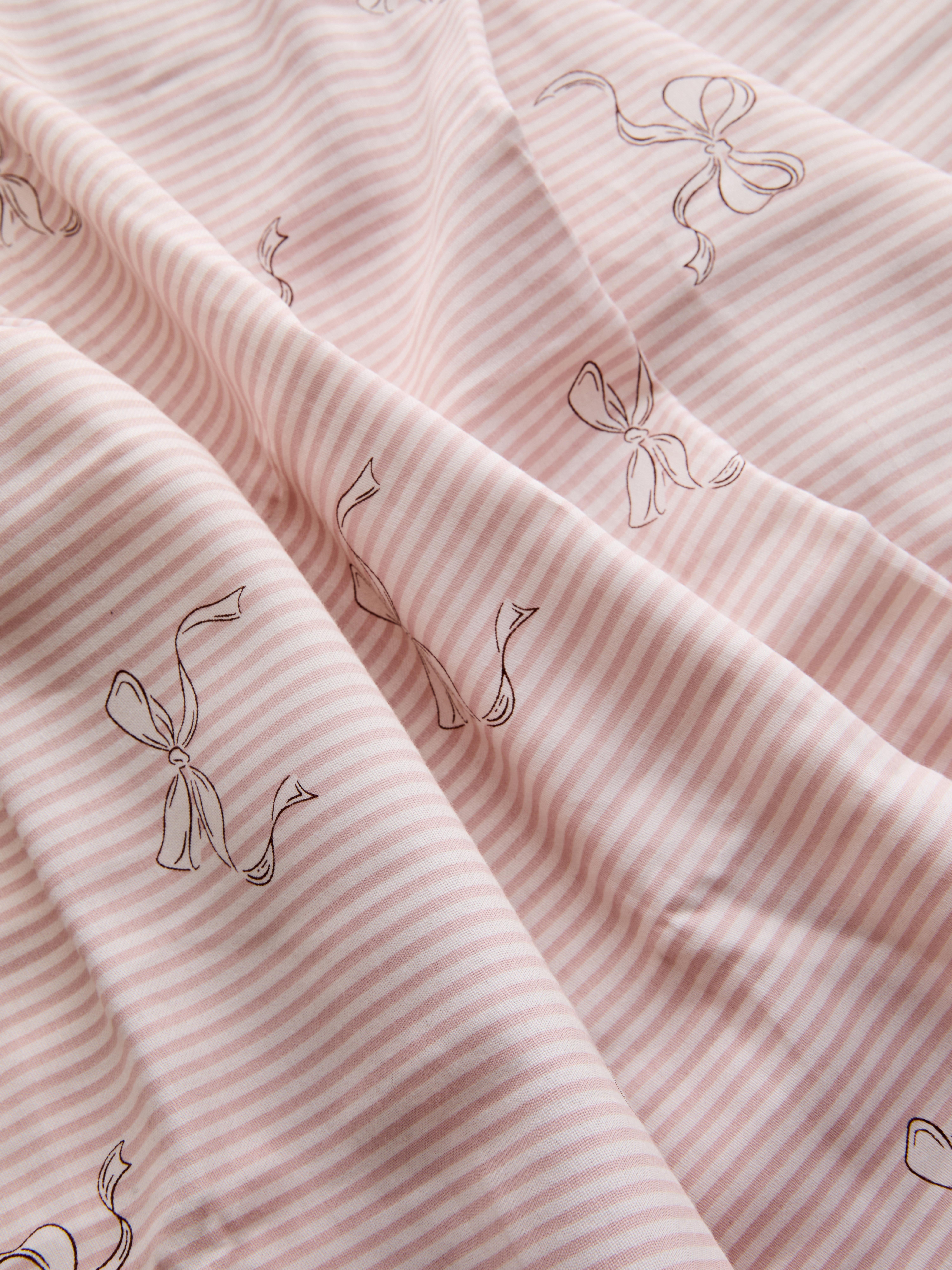2pk Pure Cotton Bow Stripe Pillowcases