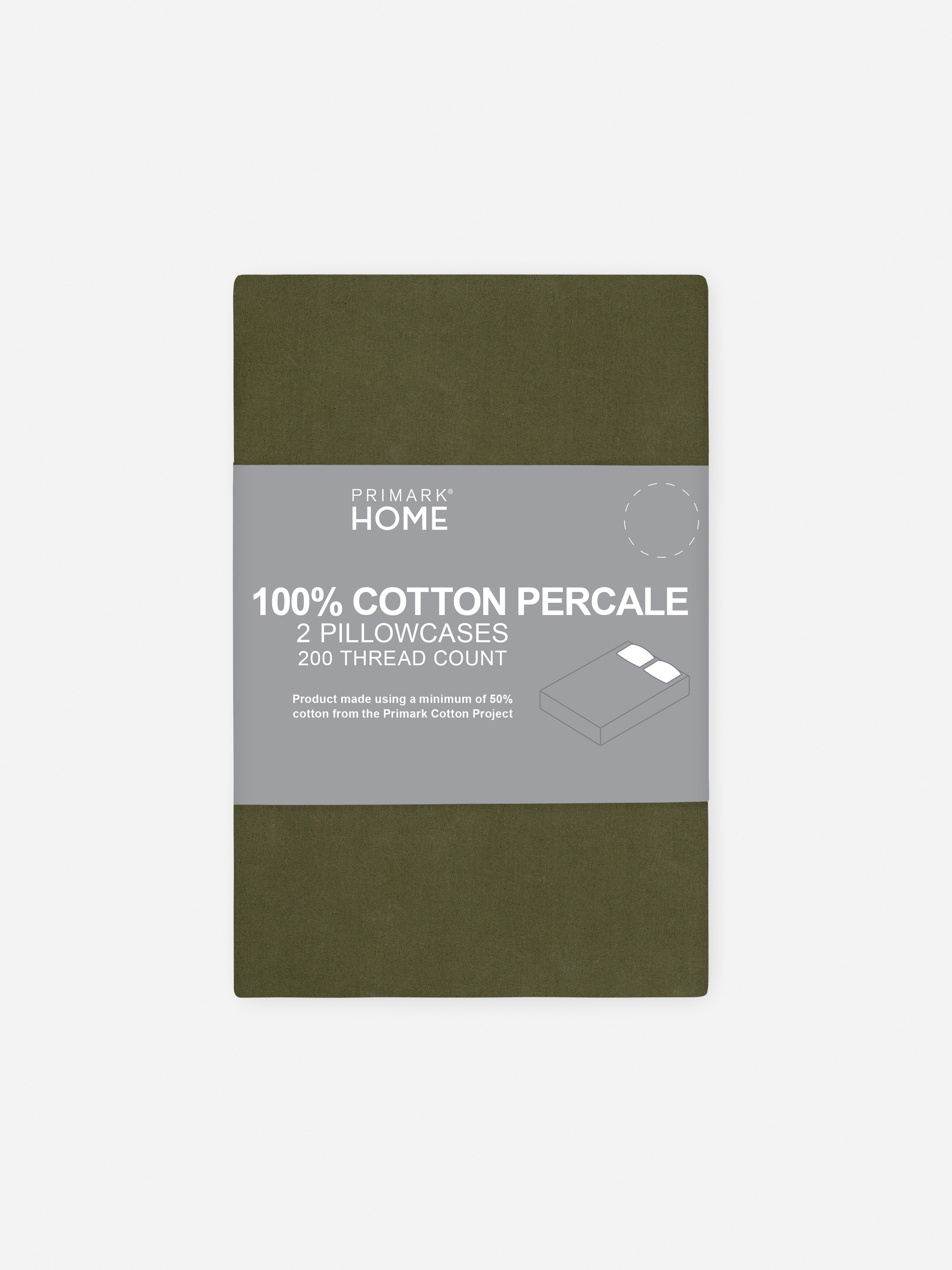 Lot de 2 taies d'oreiller en percale de pur coton