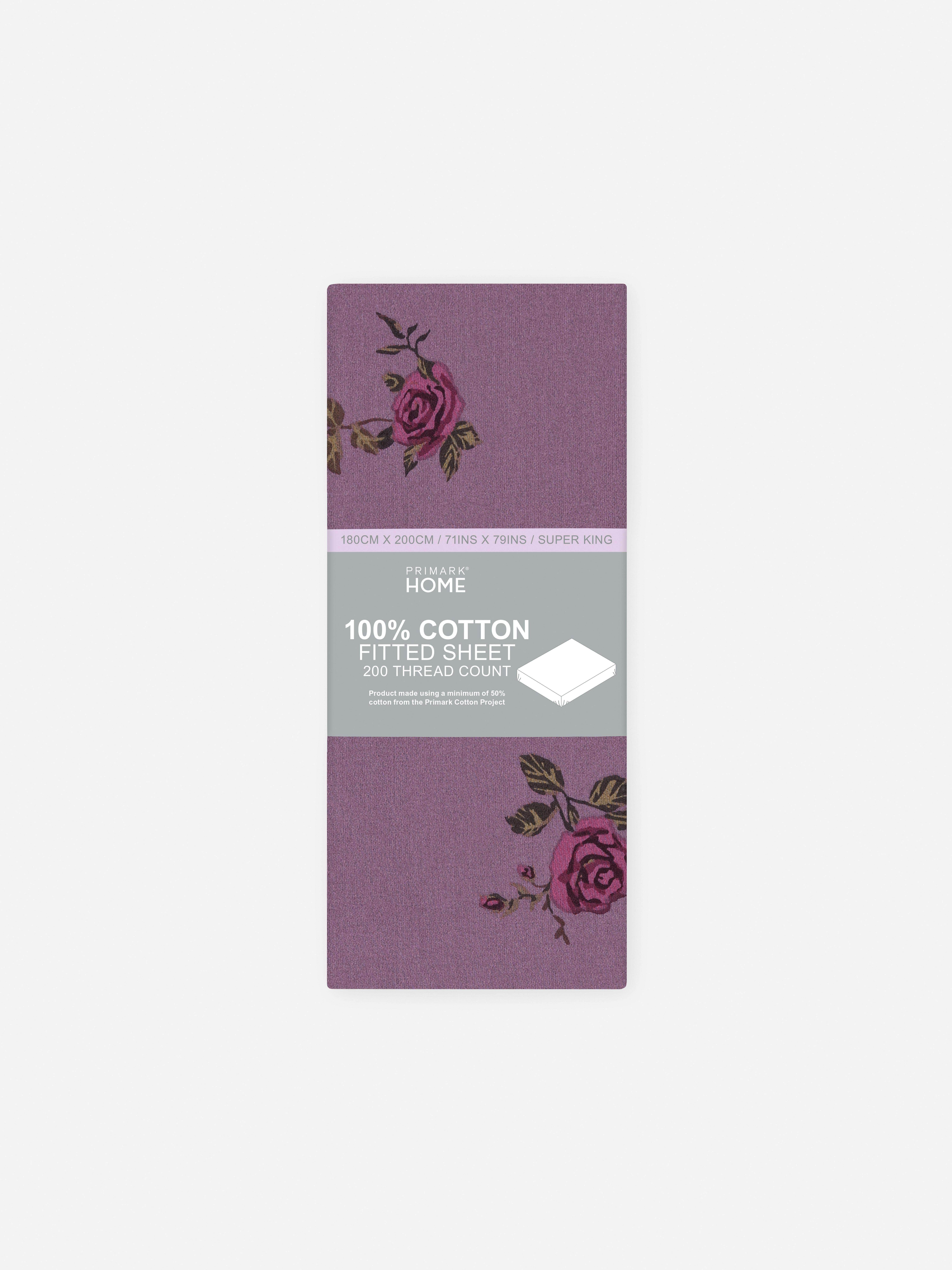 Lenzuolo con angoli XXL in puro cotone con rose