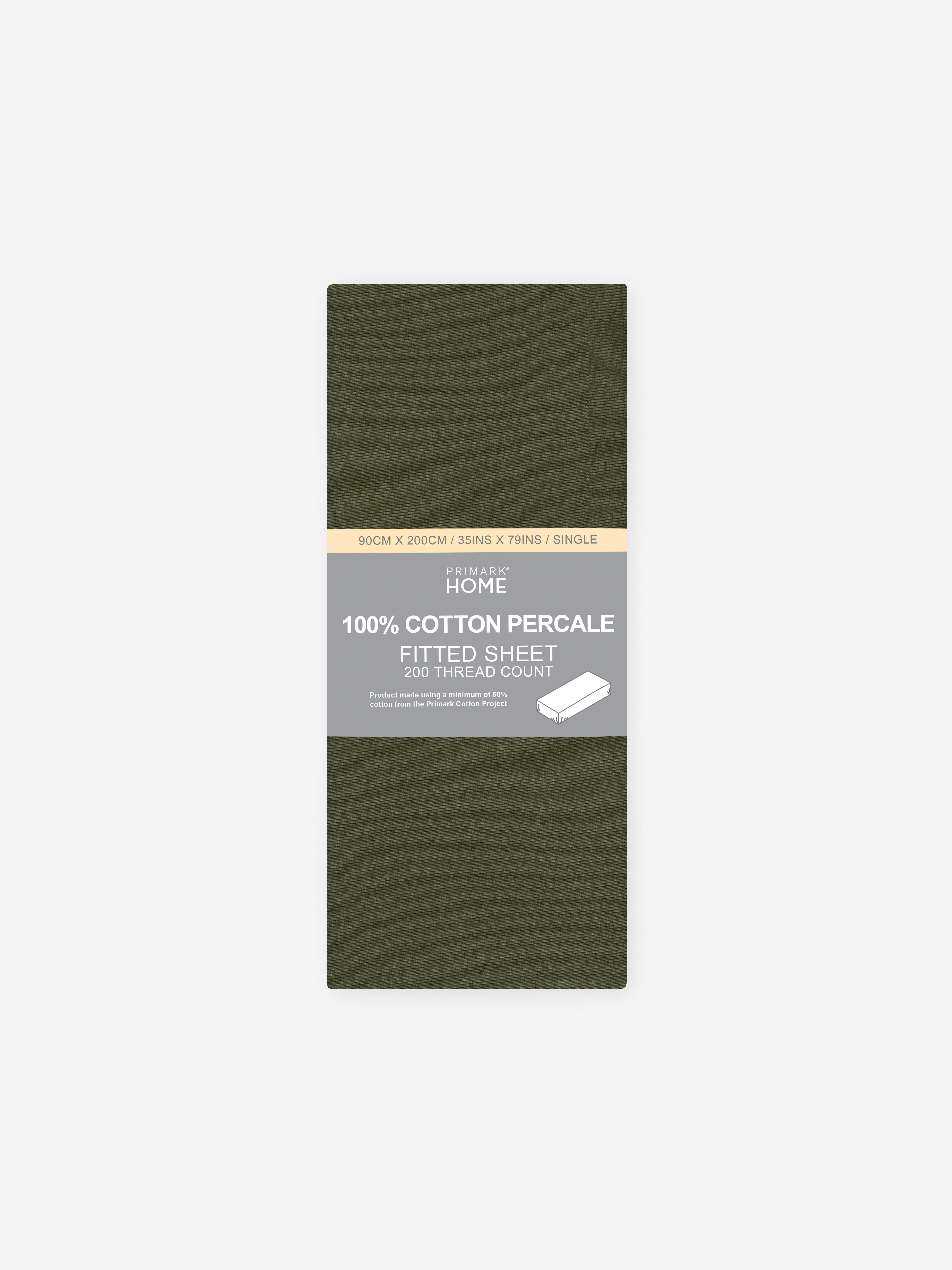 Pure Cotton Percale Single Fitted Sheet
