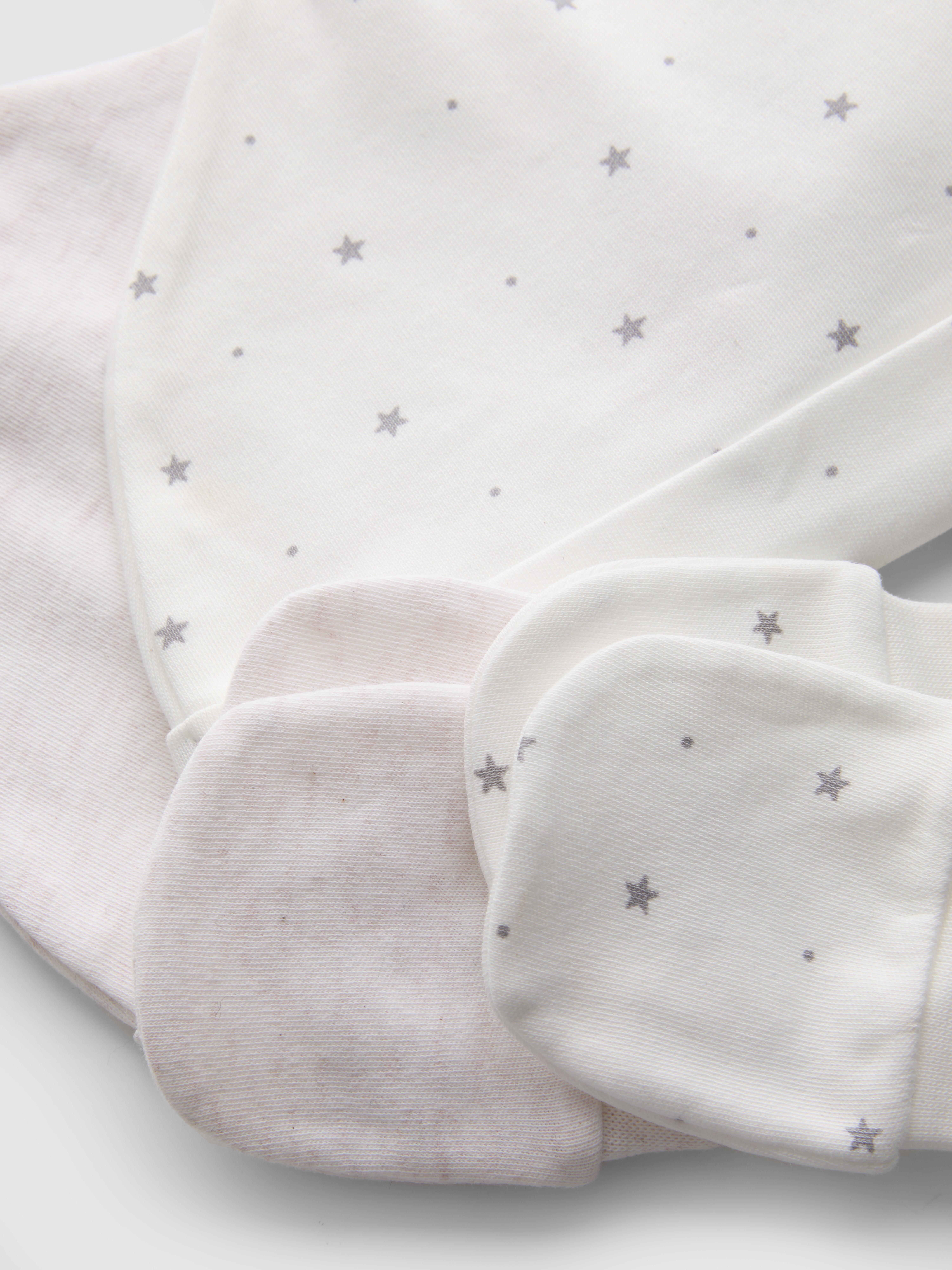 0-6mths | 2pk Pure Cotton Newborn Hats and Scratch Mitts