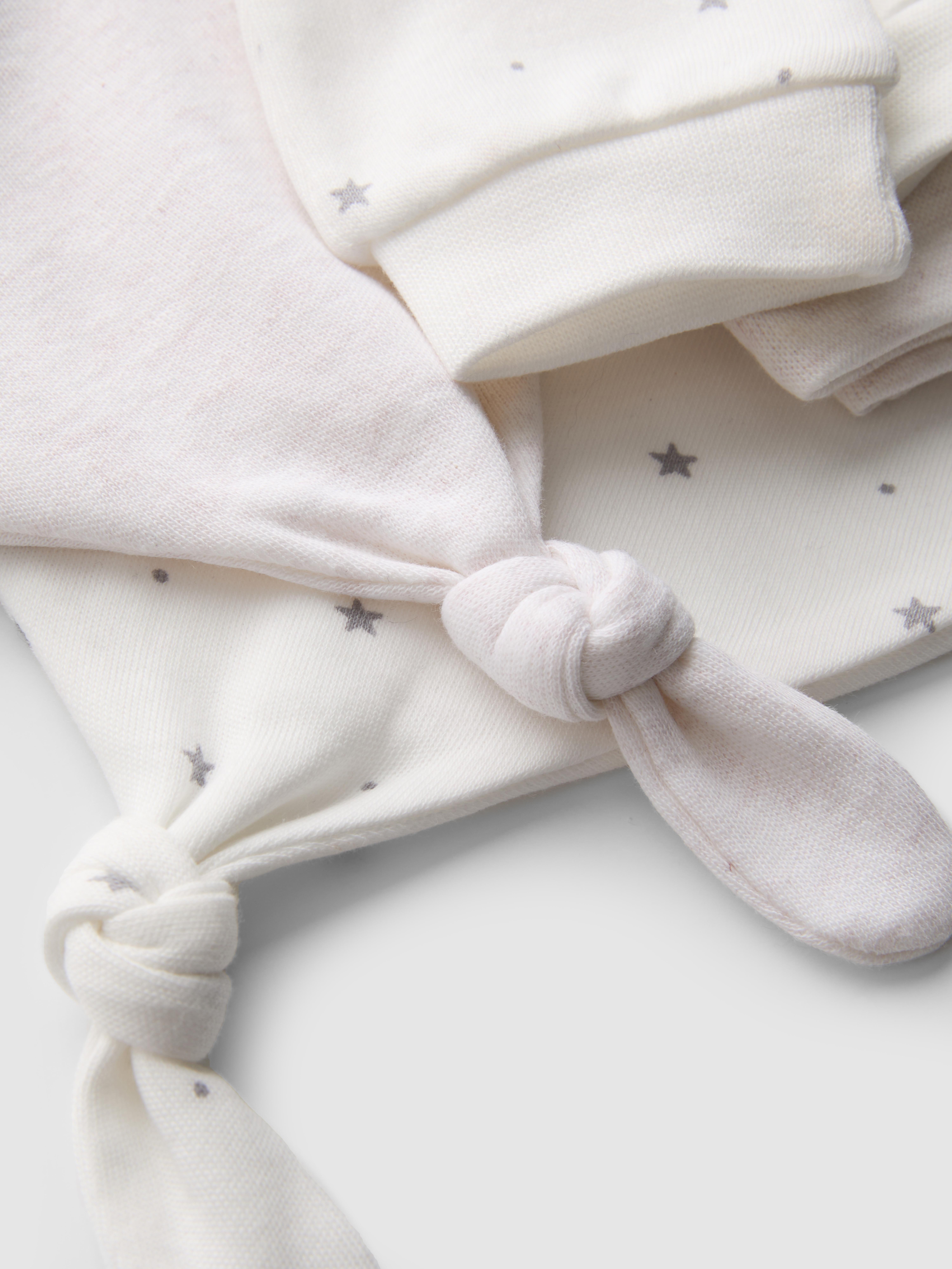 0-6mths | 2pk Pure Cotton Newborn Hats and Scratch Mitts