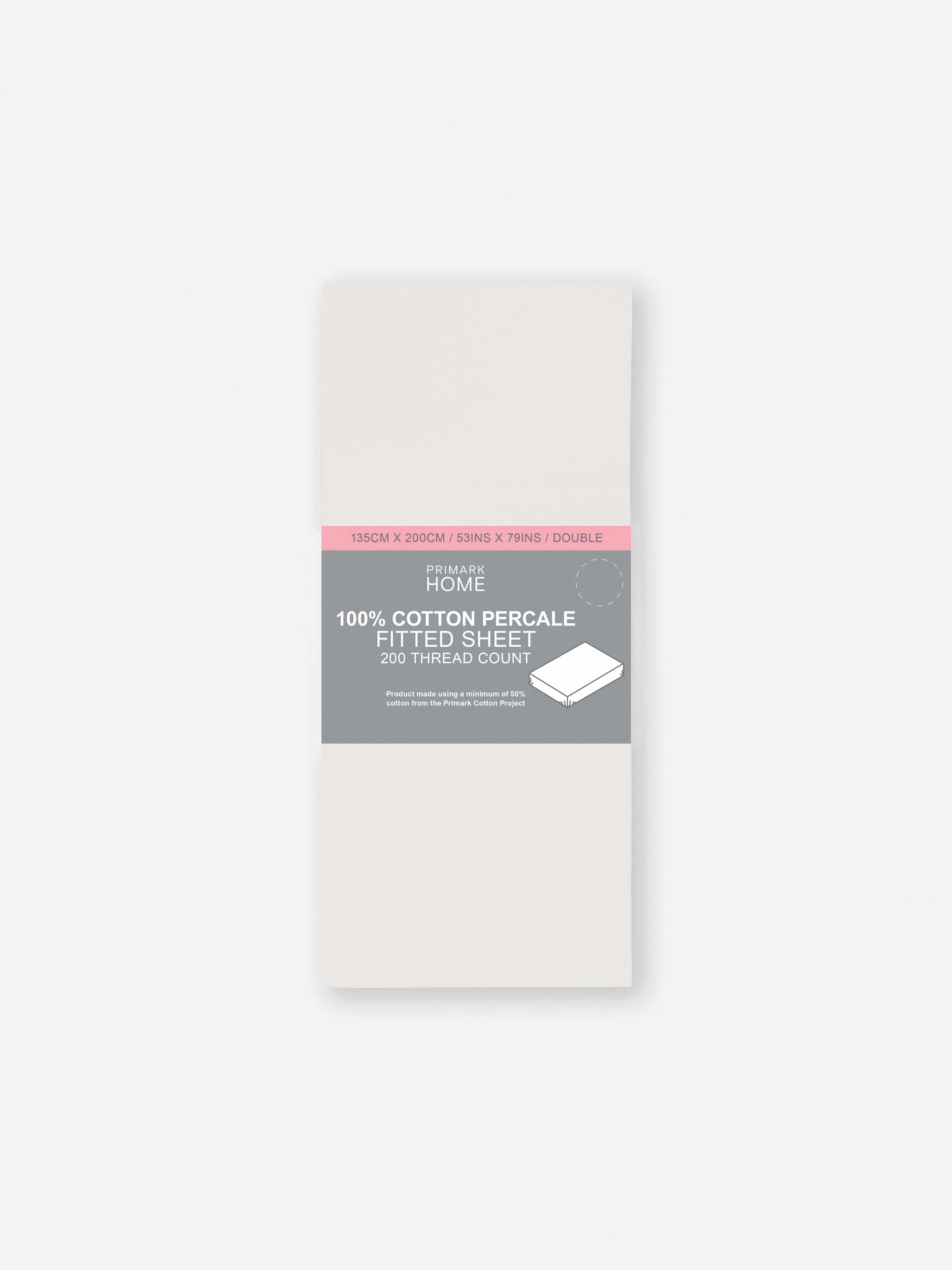 Pure Cotton Percale Double Fitted Sheet