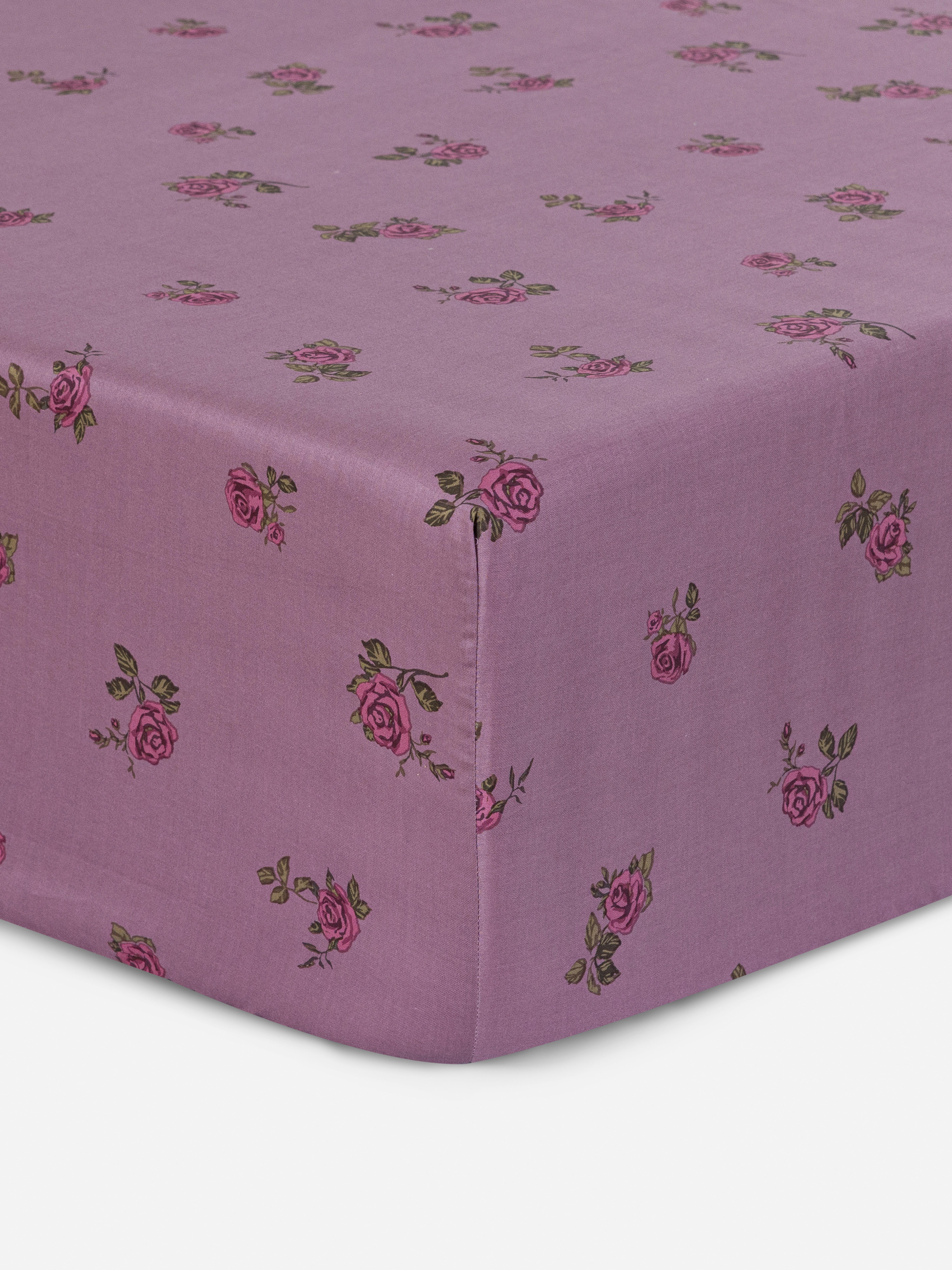 Spannbettlaken aus reiner Baumwolle mit Rosenmuster, Kingsize