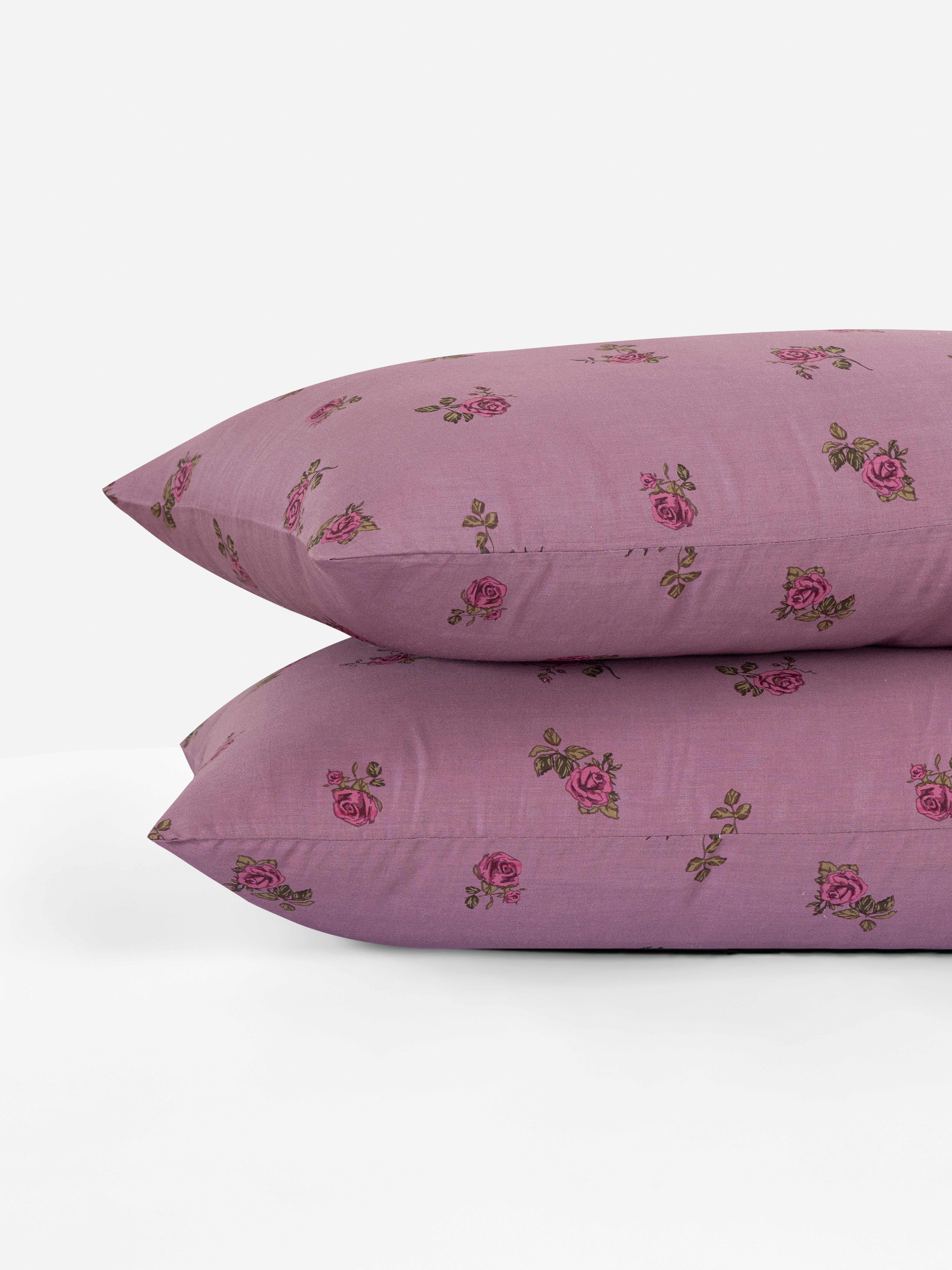2pk Pure Cotton Rose Pillowcases