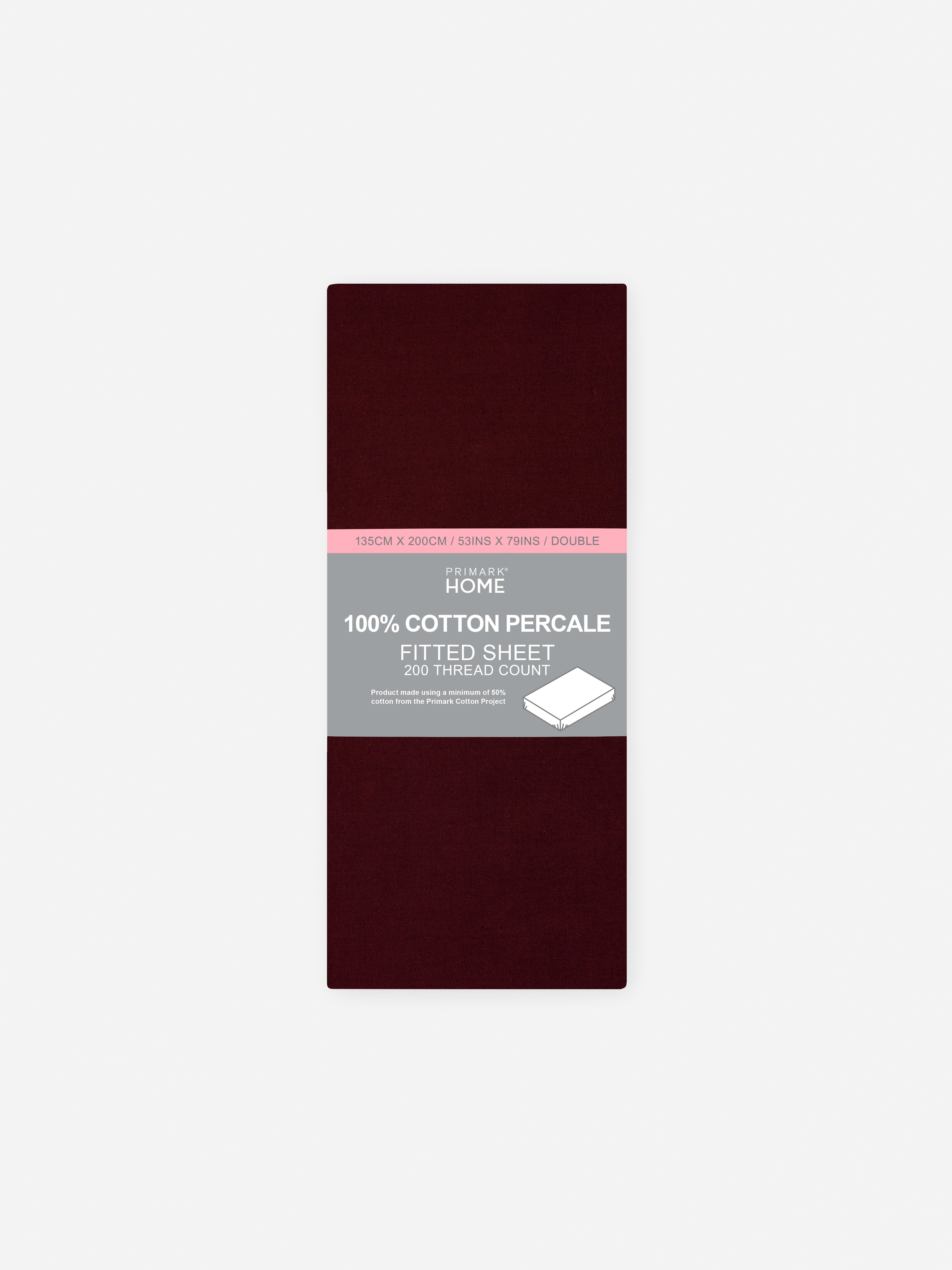 Pure Cotton Percale Double Fitted Sheet