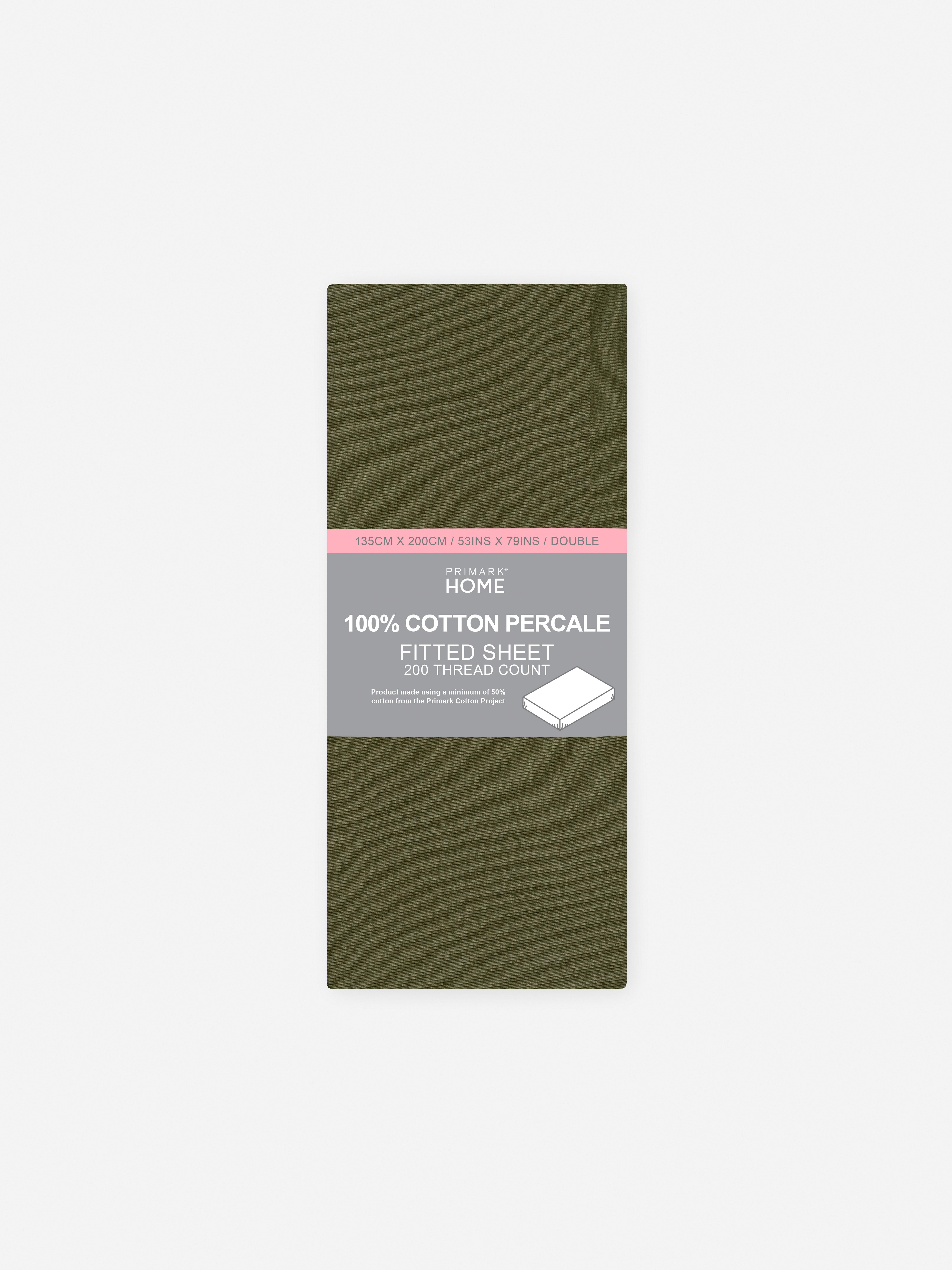Pure Cotton Percale Double Fitted Sheet
