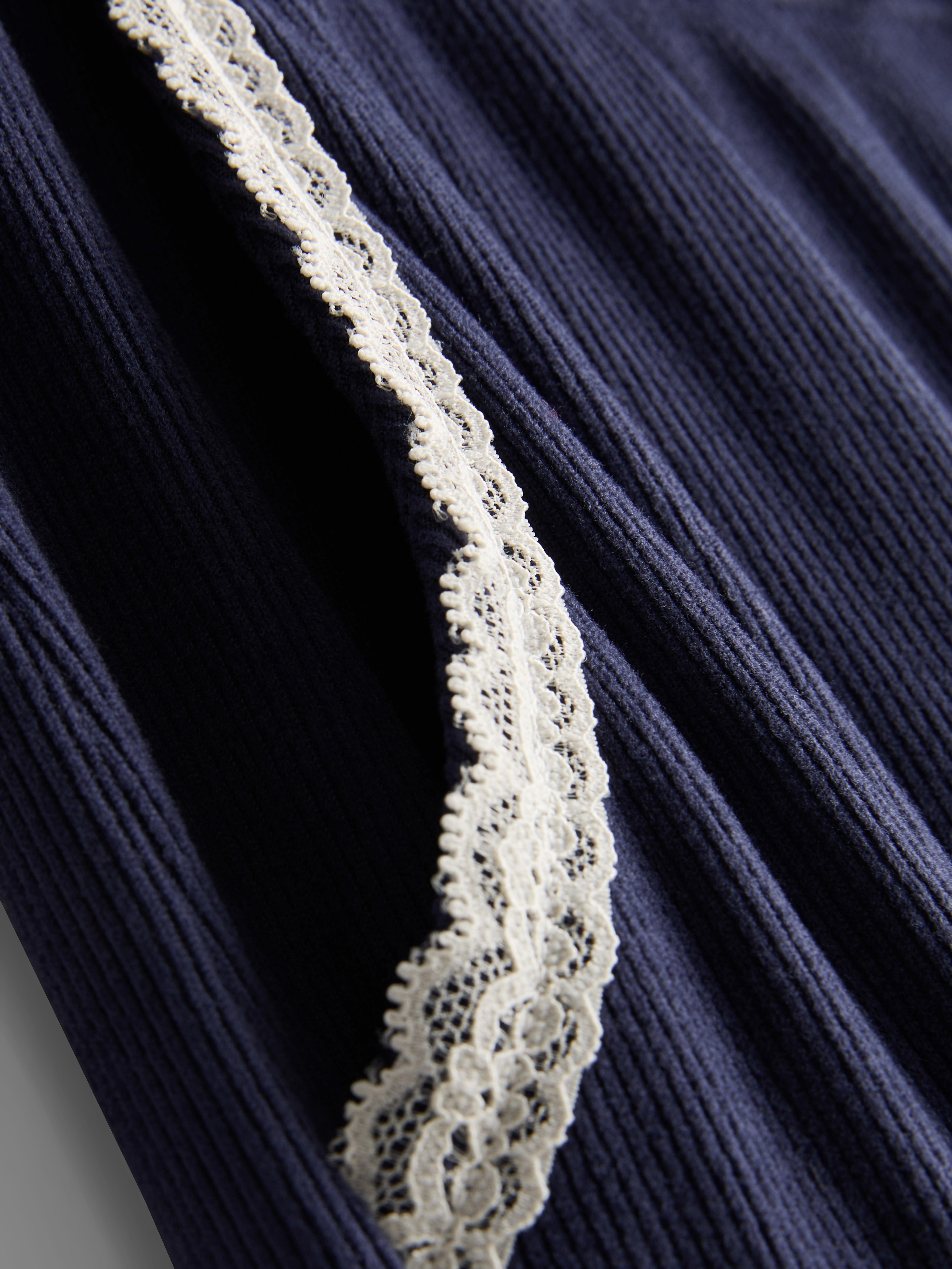 Love To Lounge Ribbed Lace-Trim Pajama Bottoms