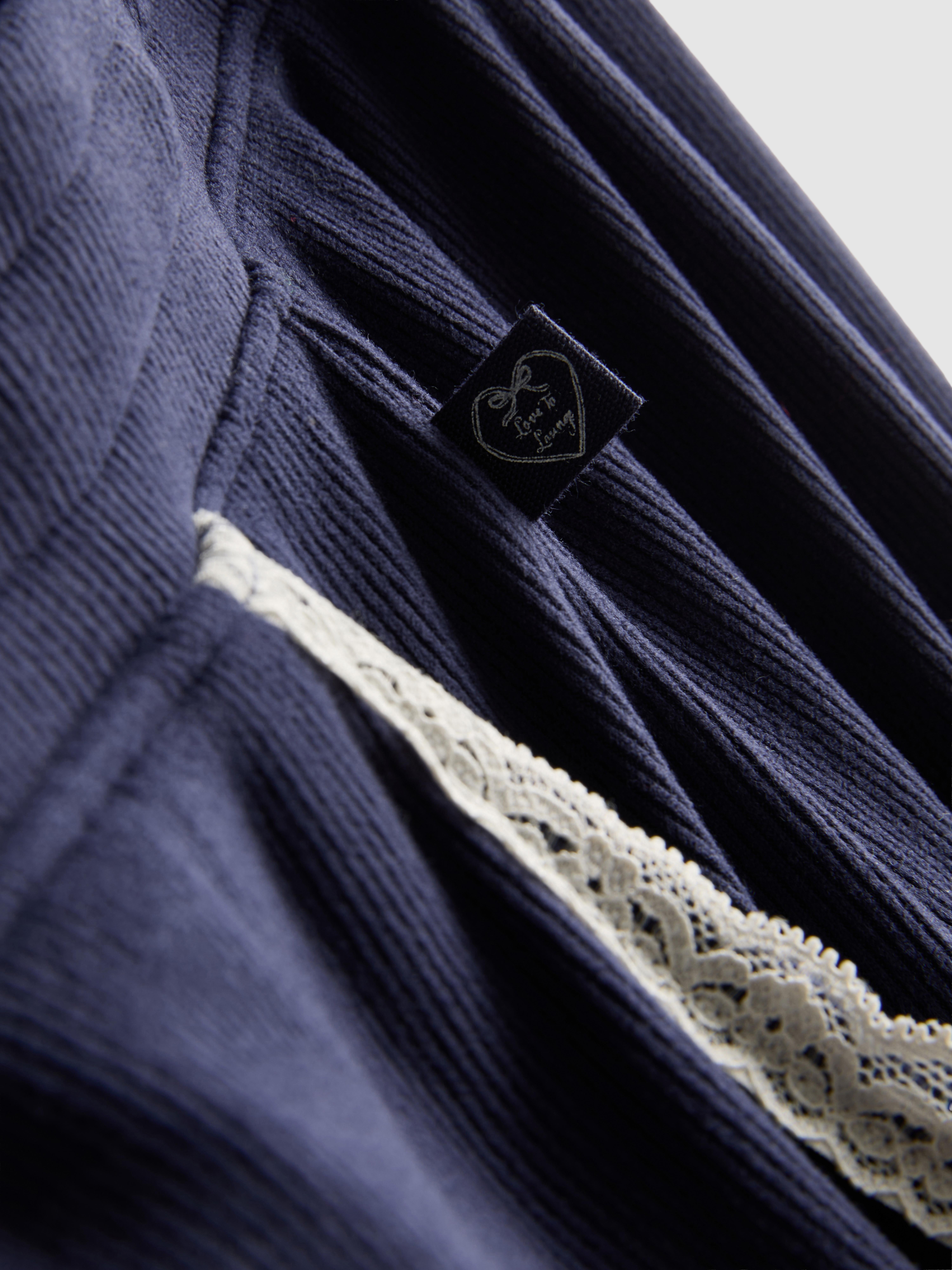 Love To Lounge Ribbed Lace-Trim Pajama Bottoms