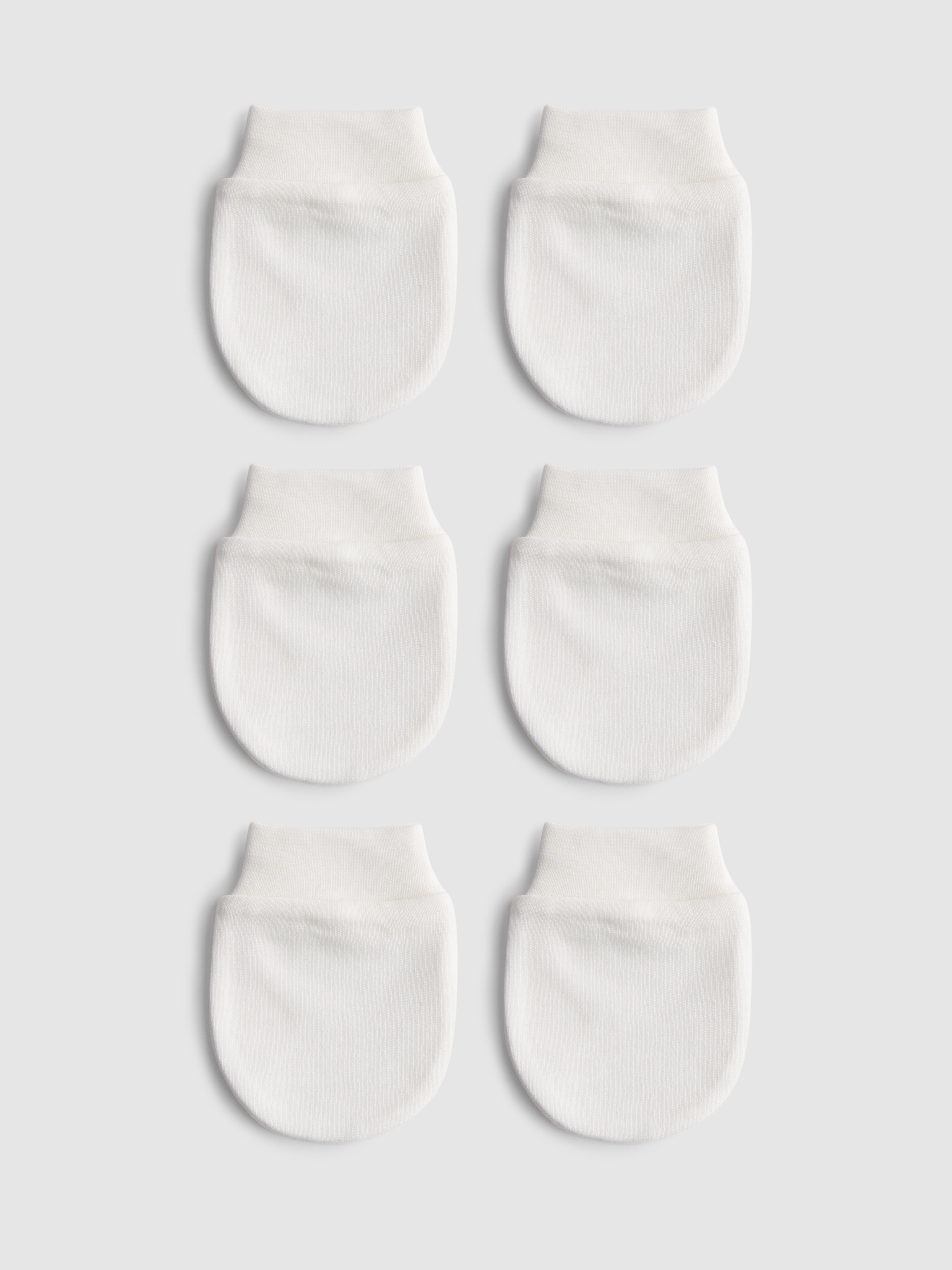 0-6mths | 3pk Pure Cotton Newborn Scratch Mitts