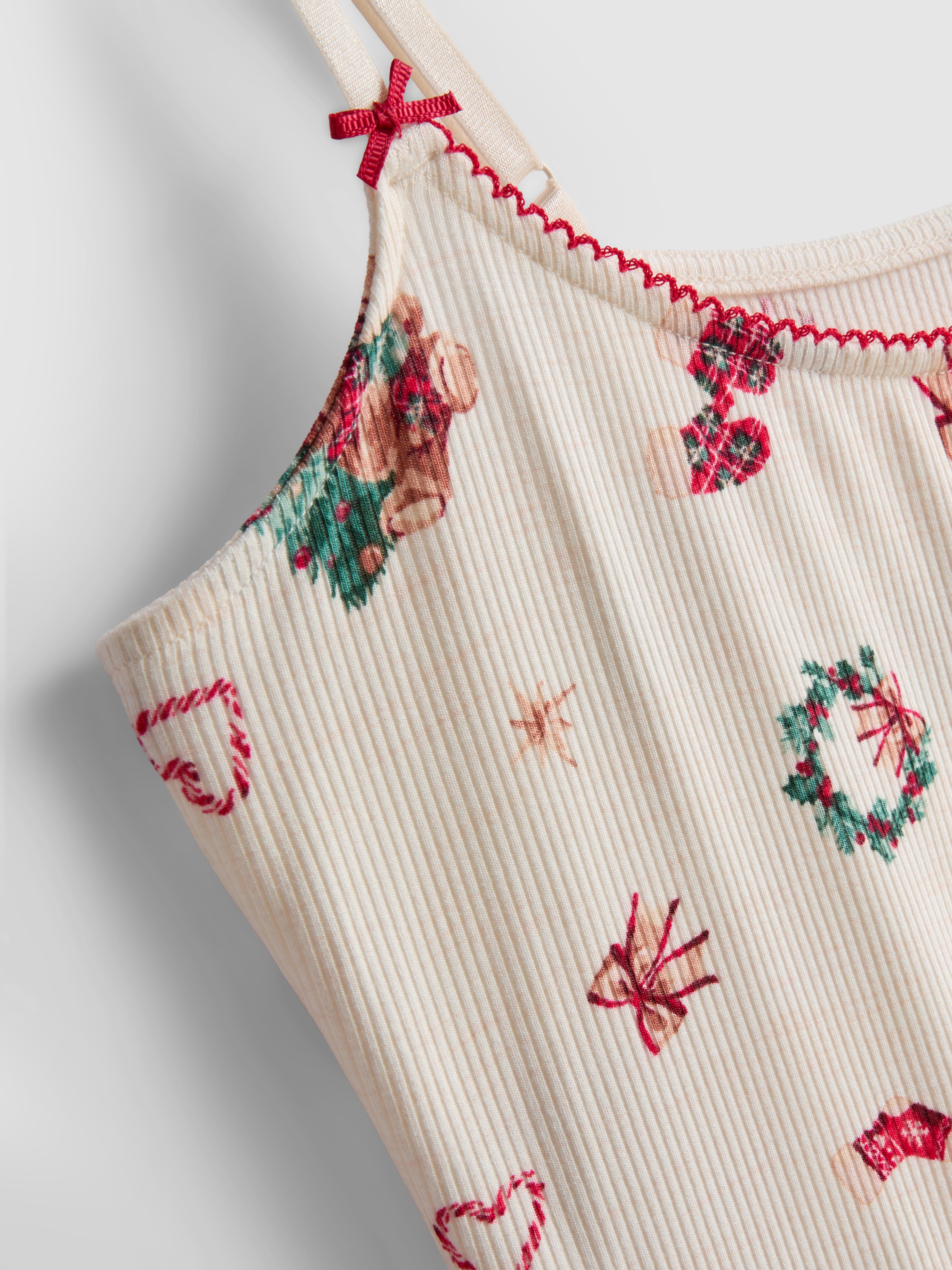 Love To Lounge Ribbed Christmas Bear Print Pajama Cami Top