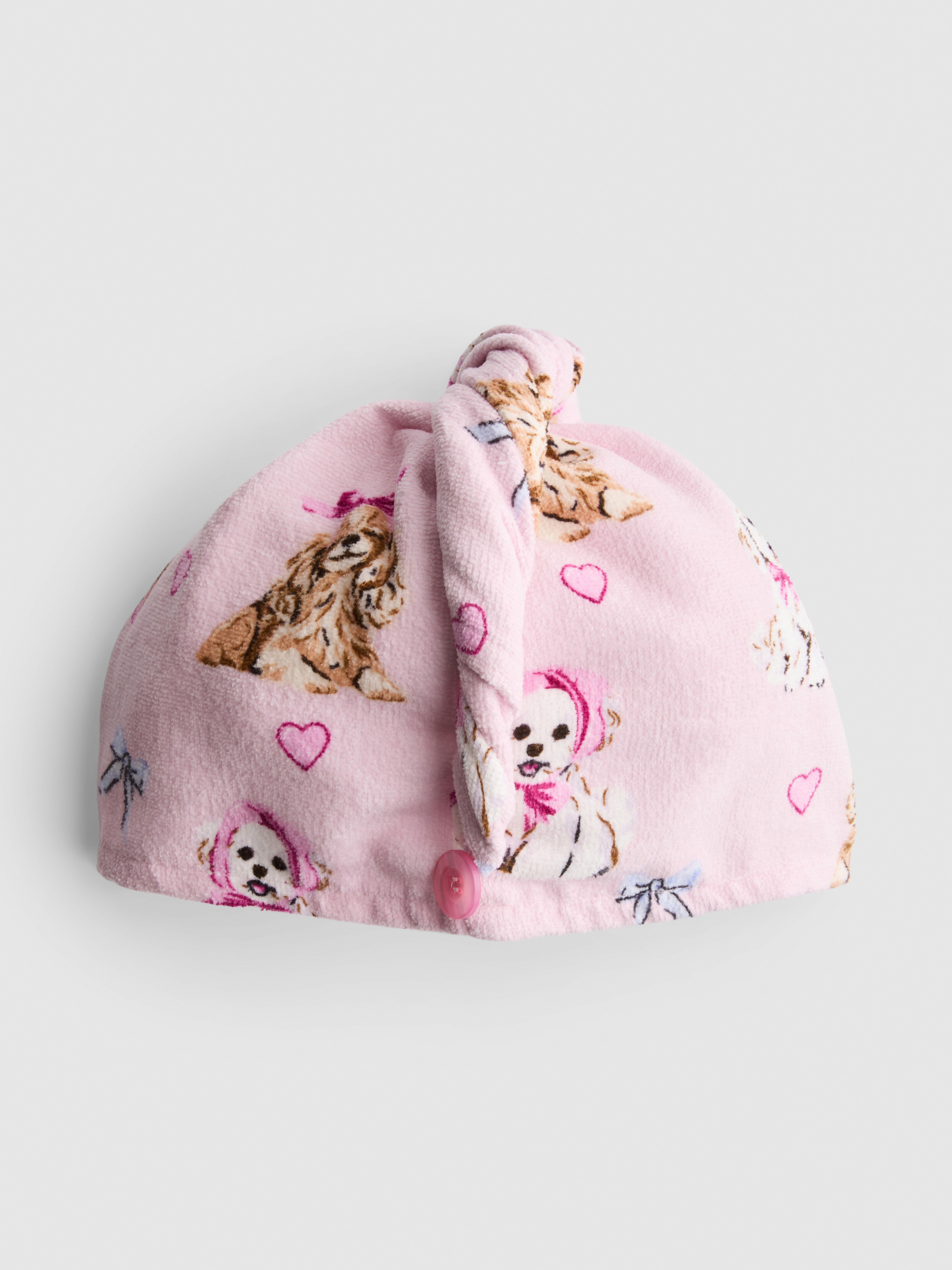 Vzorovaný froté turban na vlasy Ružová