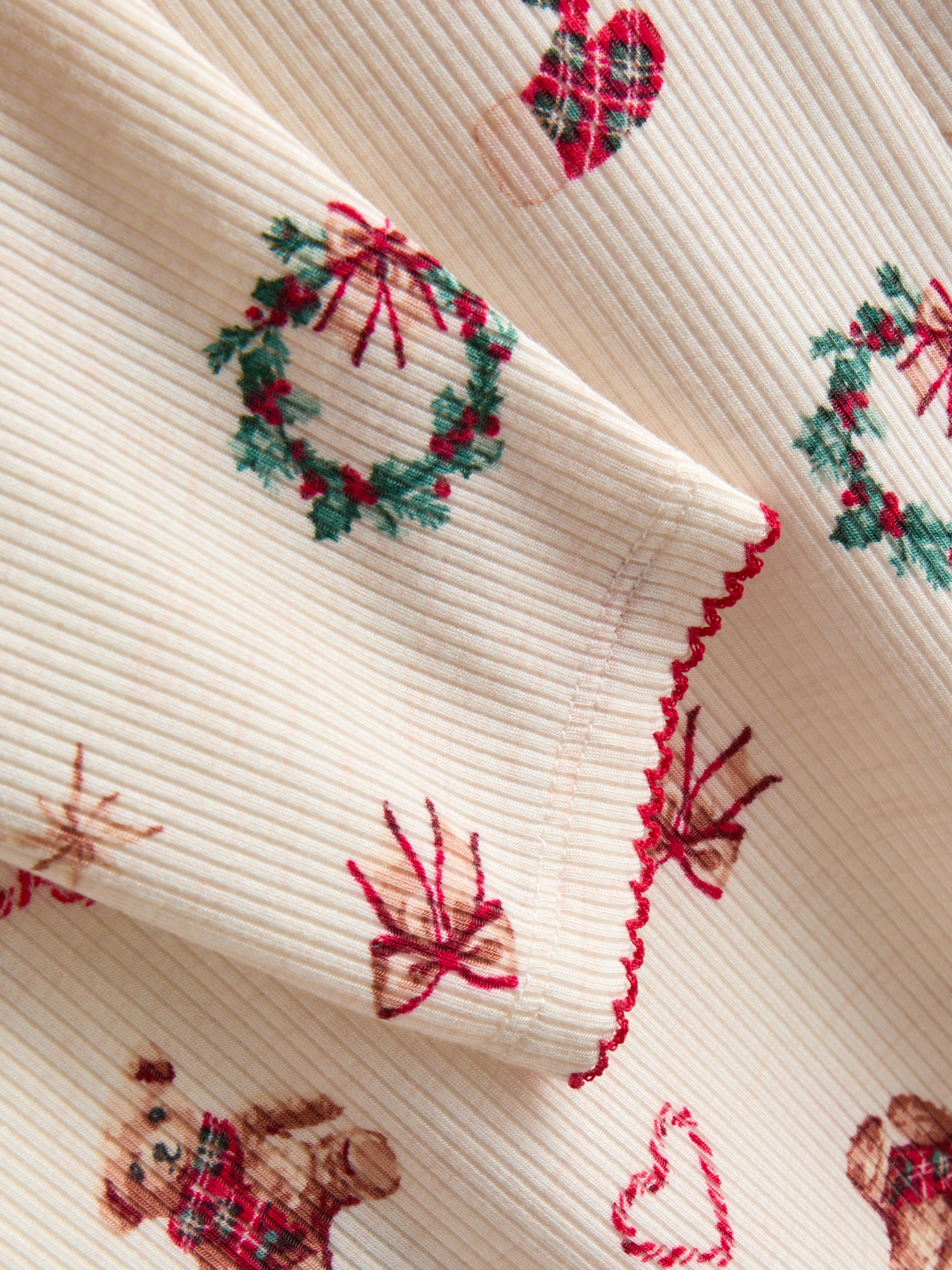 Love To Lounge Christmas Ribbed Bear-Print Romper