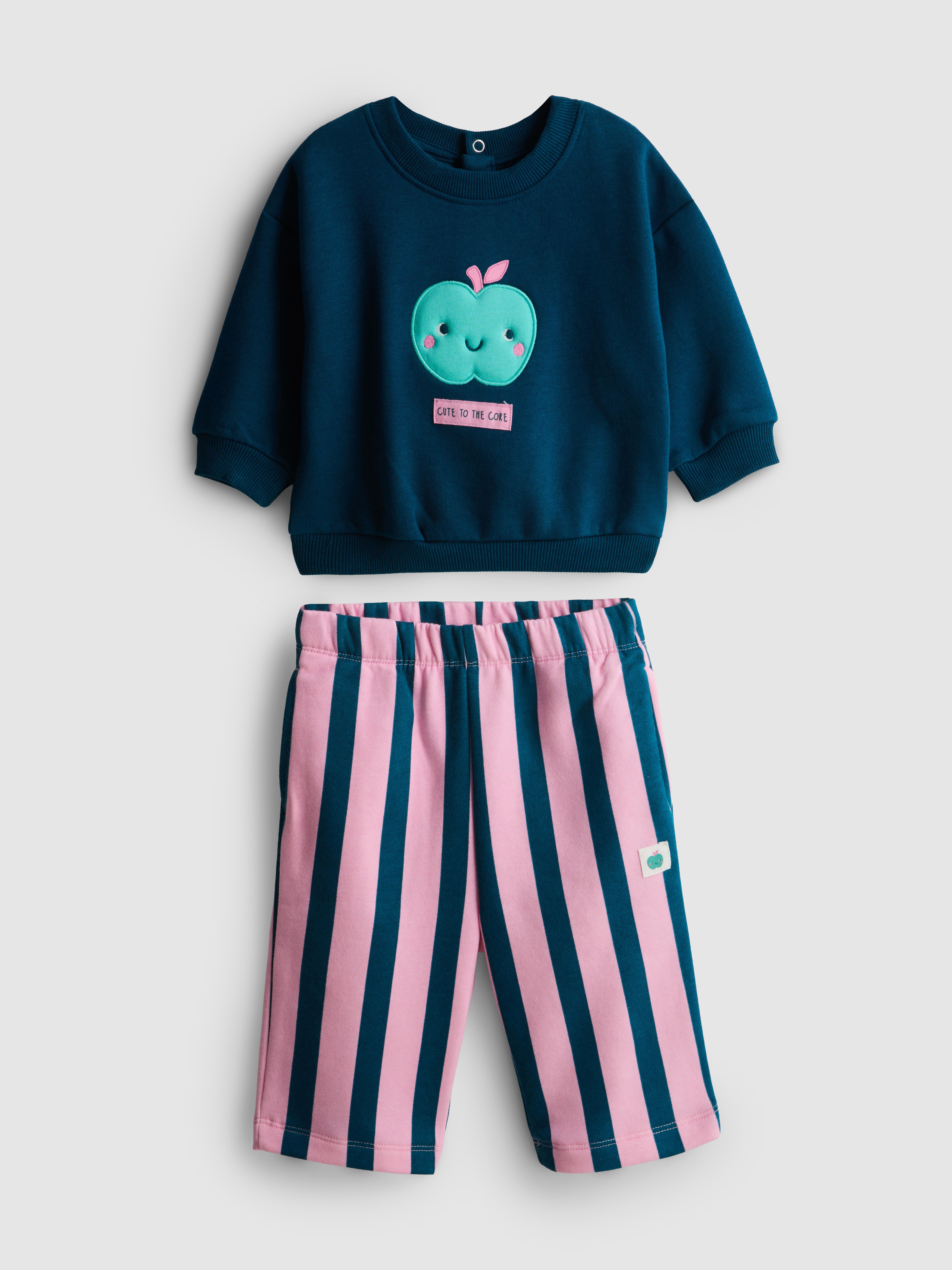 0-18mths | Cotton-Rich Sweatshirt and Pants Newborn Set