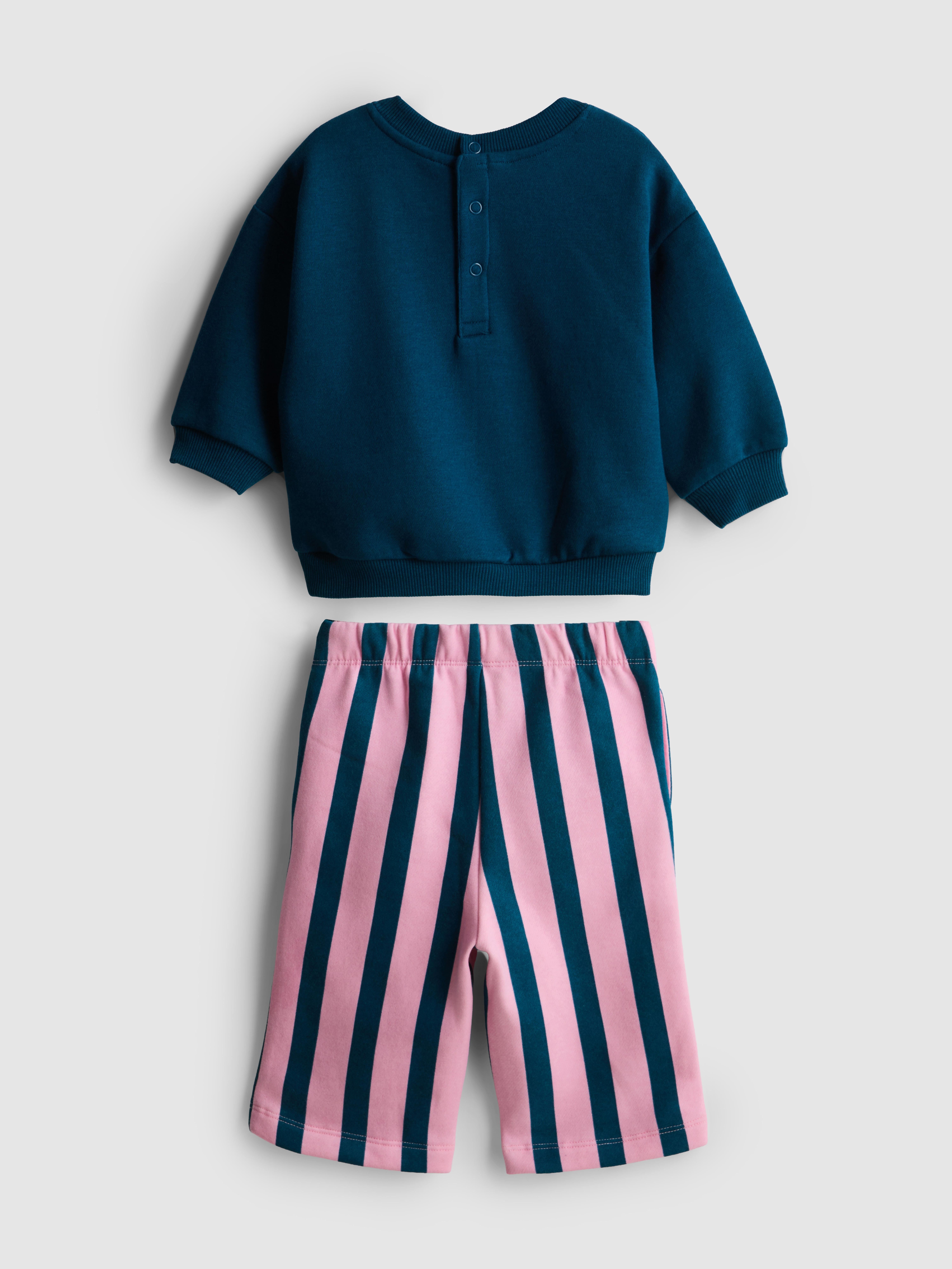 0-18mths | Cotton-Rich Sweatshirt and Pants Newborn Set