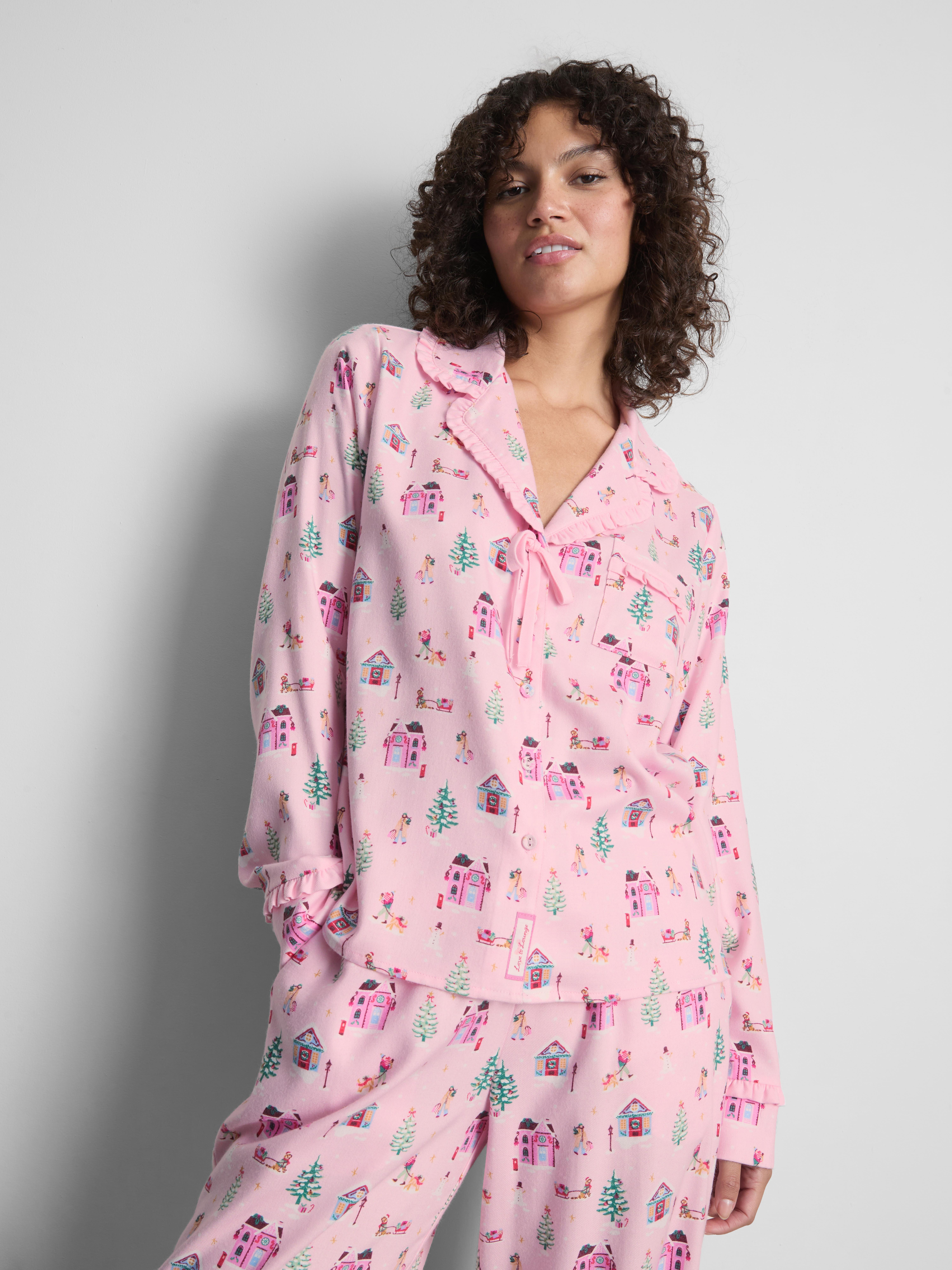 Love To Lounge Christmas Frill Boyfriend Pajama Shirt