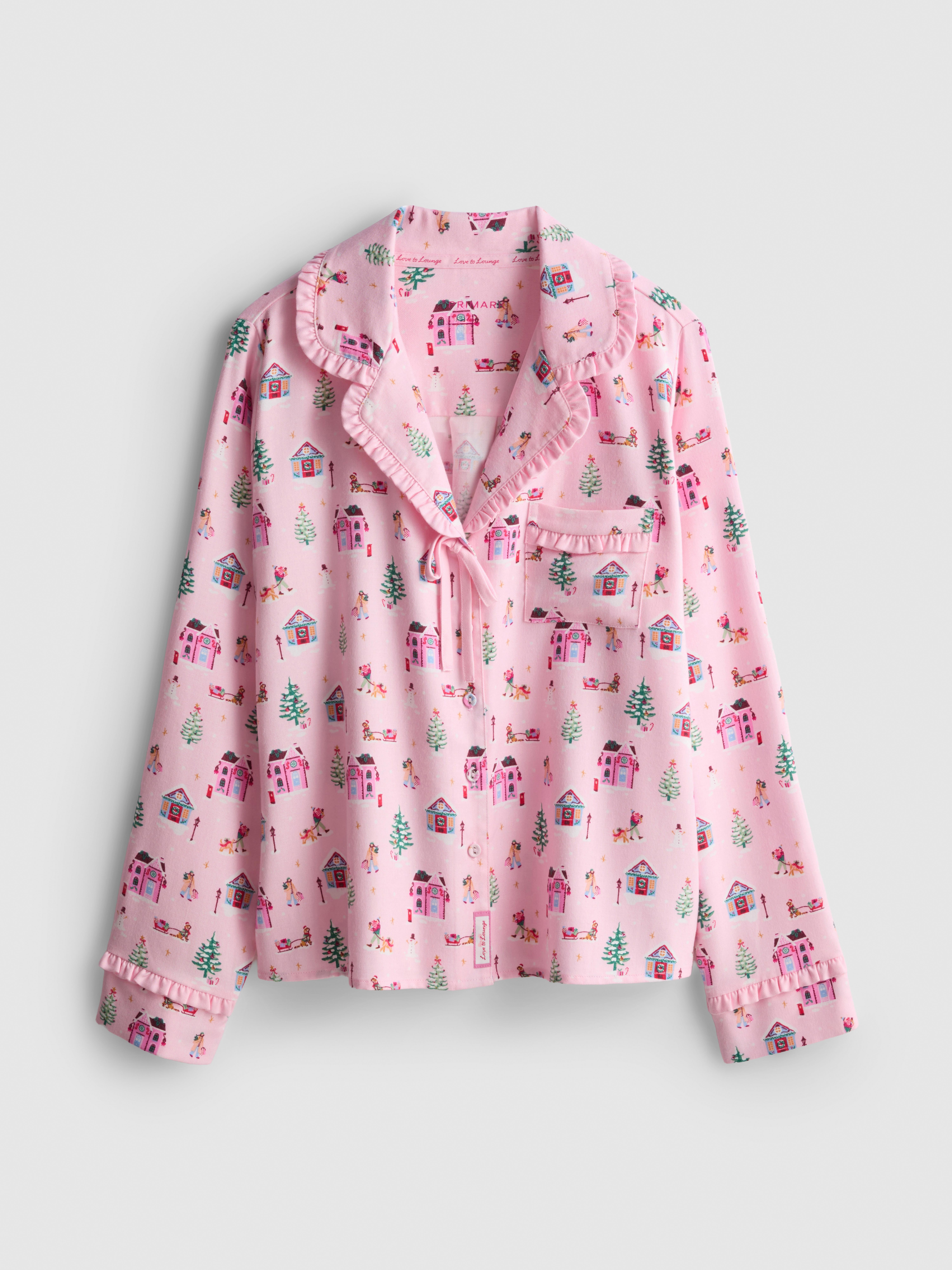 Love To Lounge Christmas Frill Boyfriend Pajama Shirt