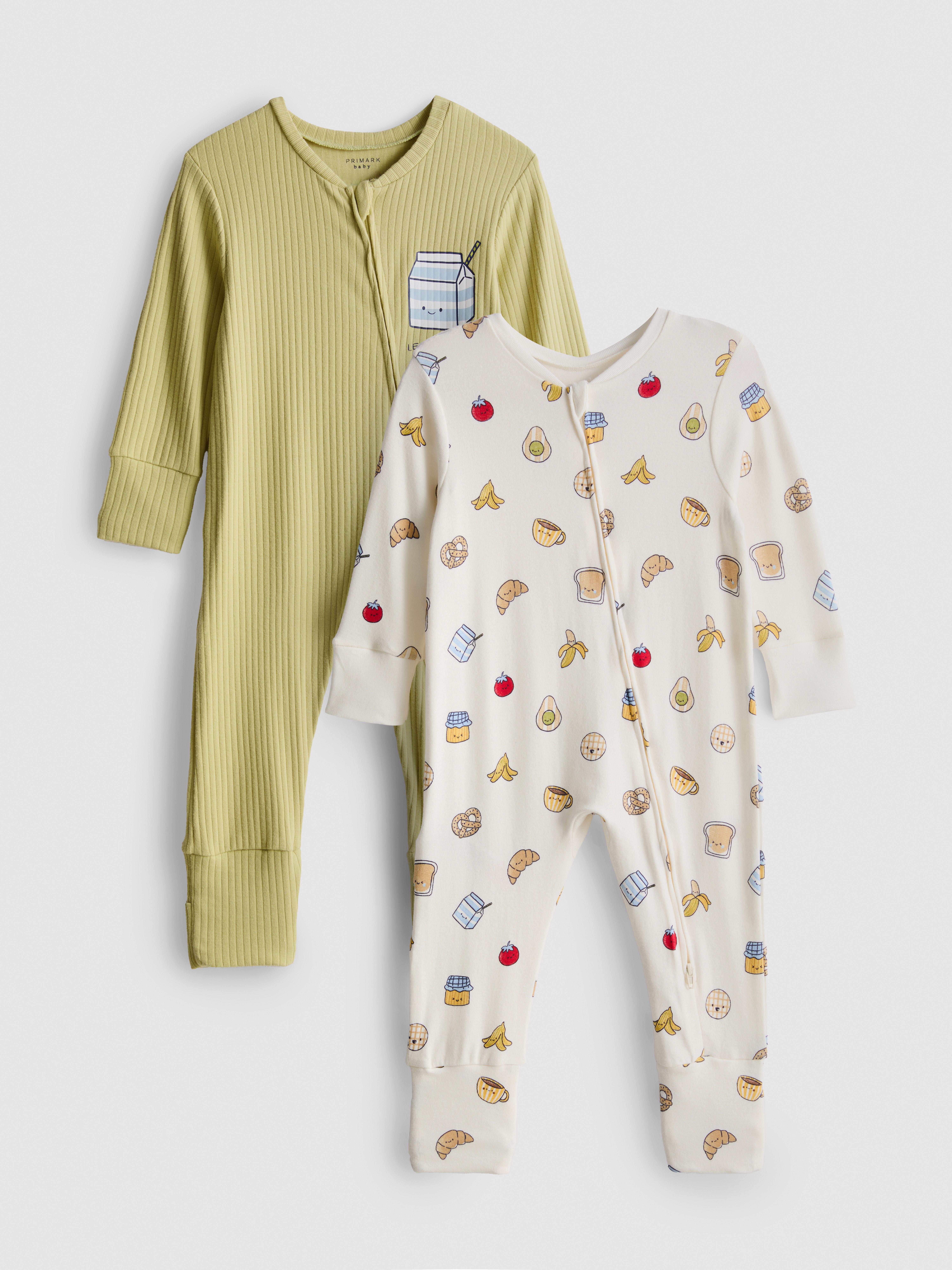 0-24mths | 2pk Cotton-Rich Food Graphic Zip-Up Onesies