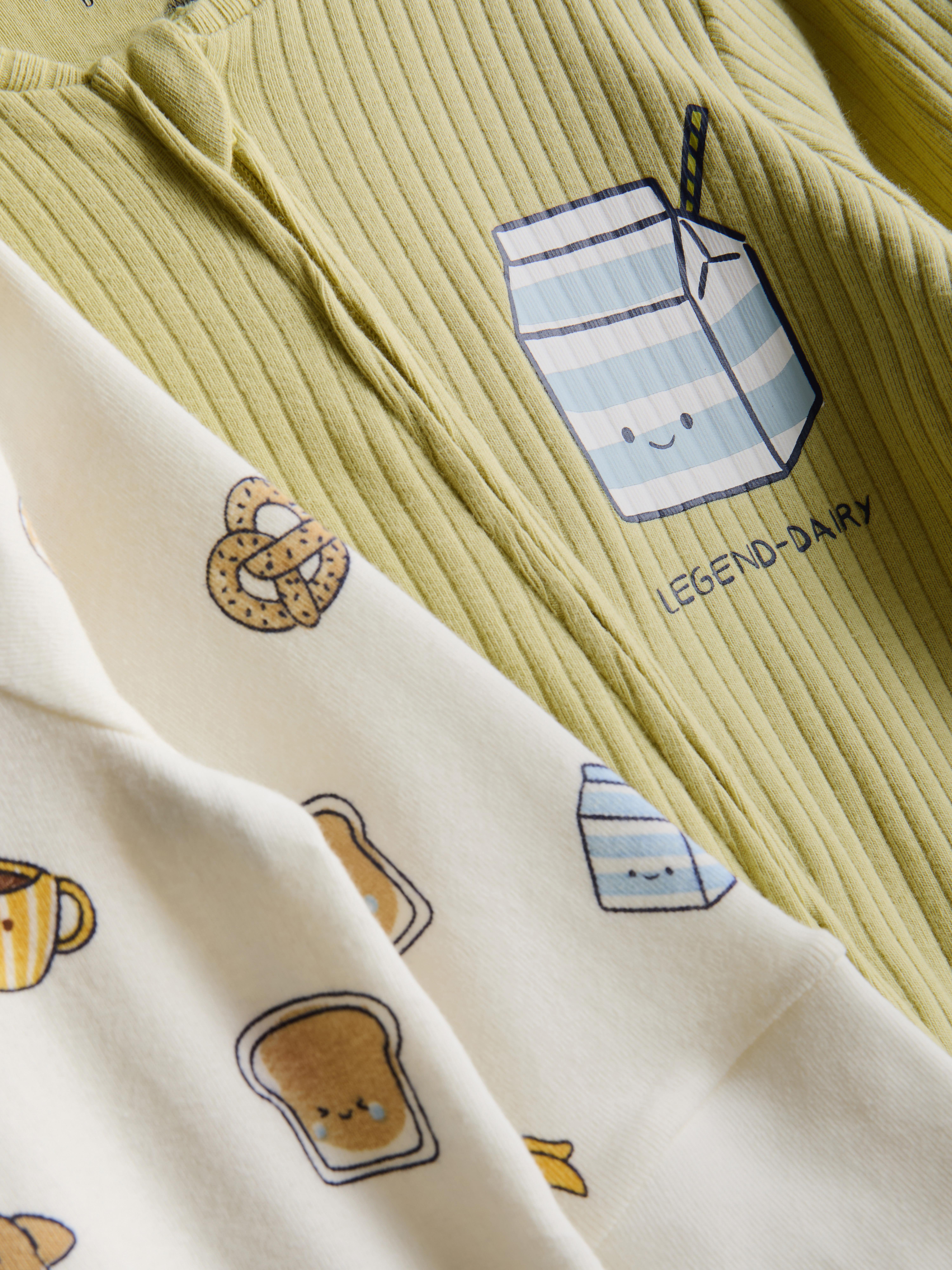 0-24mths | 2pk Cotton-Rich Food Graphic Zip-Up Onesies